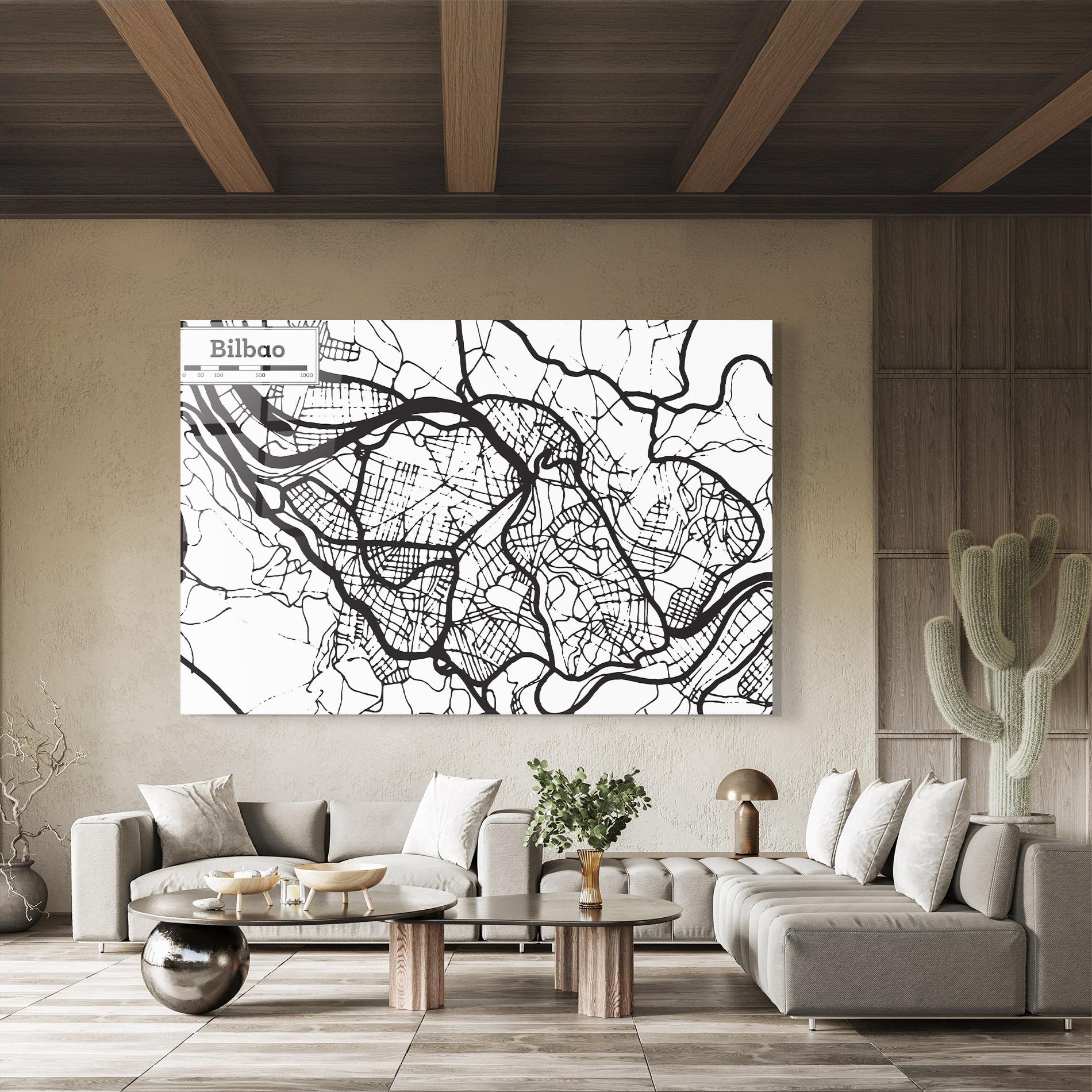 Glasbild Bilbao Map mockup 8