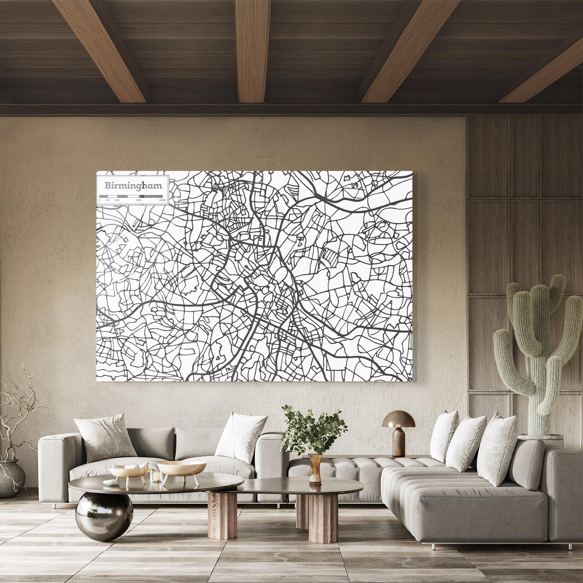 Glasbild Birmingham Map mockup 8