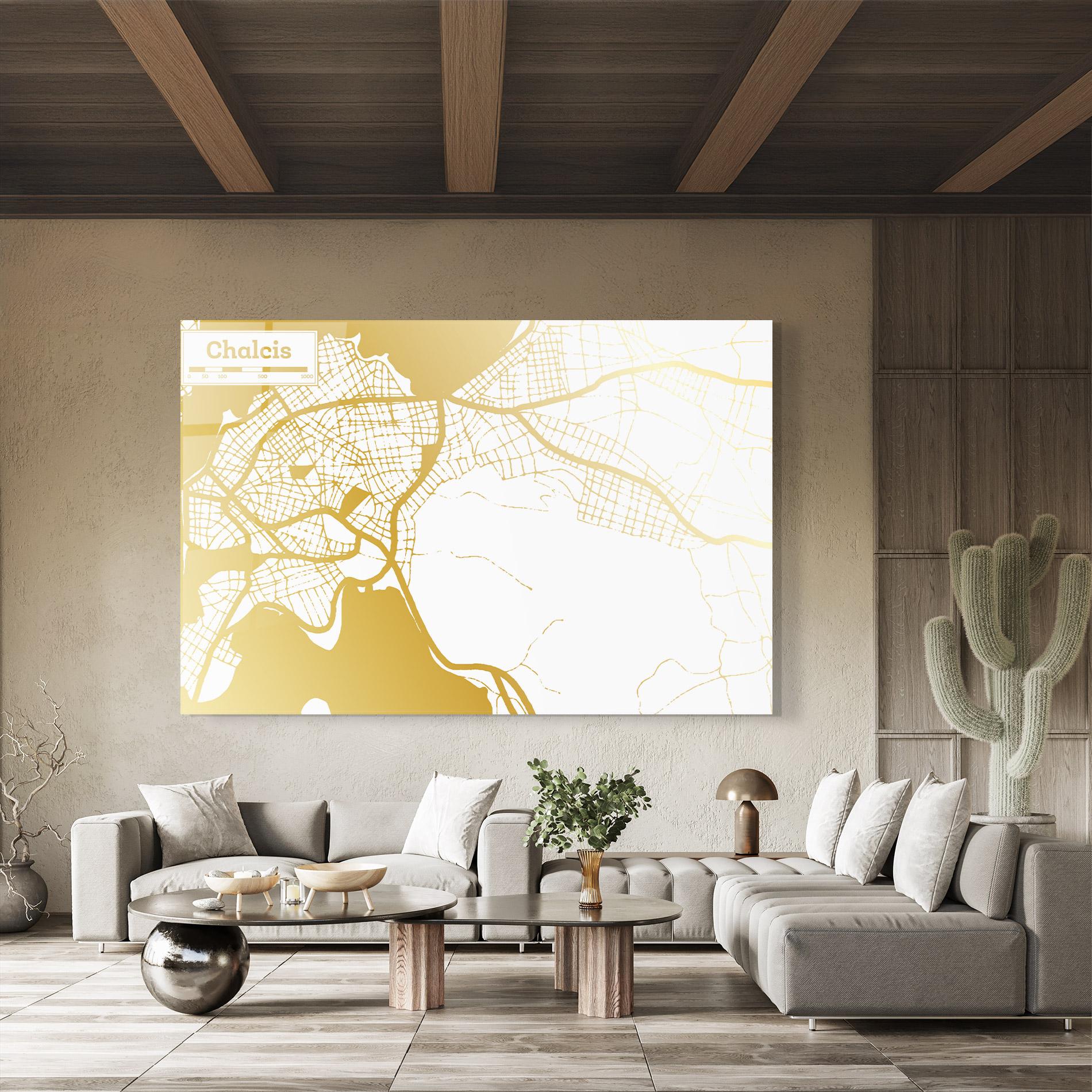 Glasbild Chalcis Gold Map mockup 8