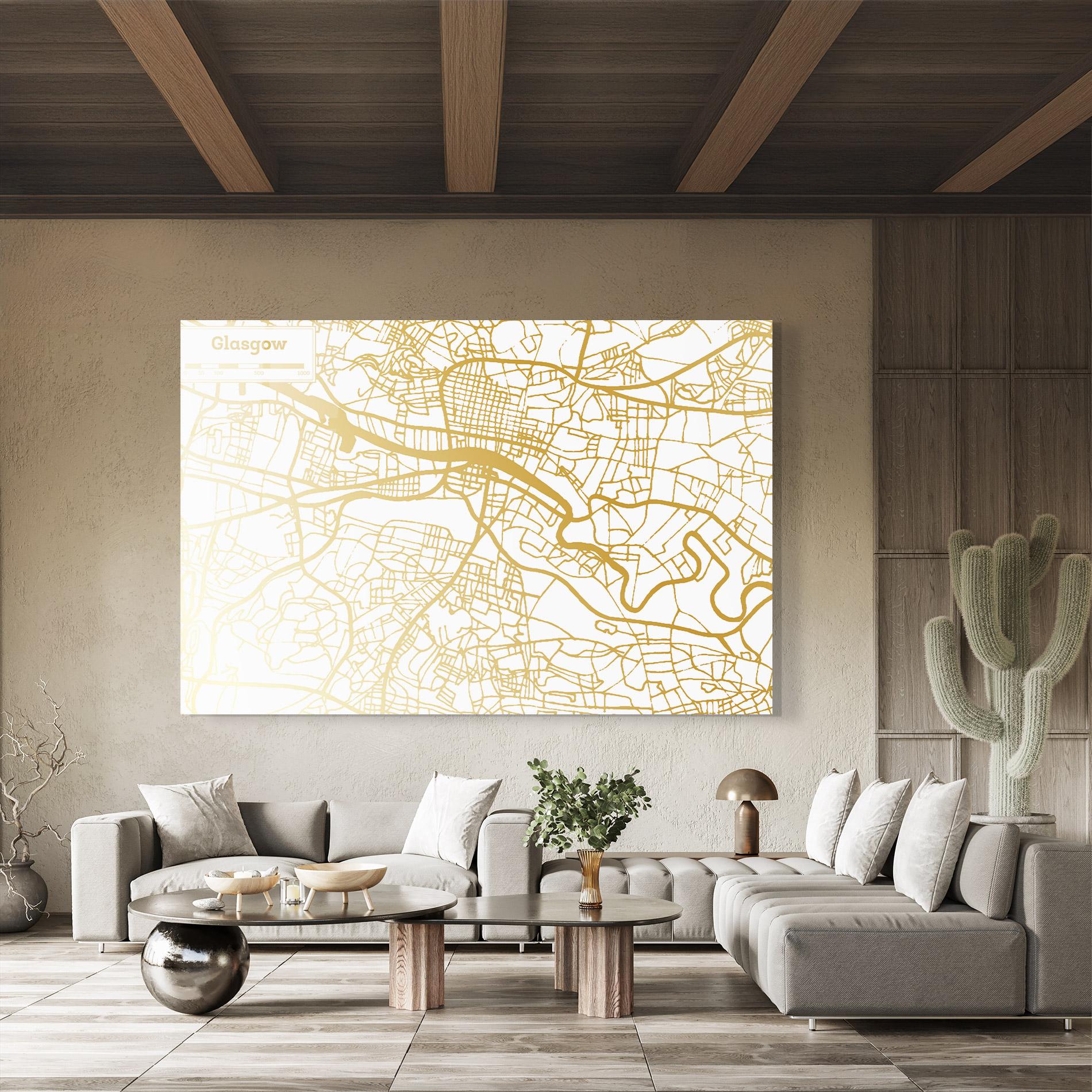 Glasbild Glasgow Gold Map mockup 8