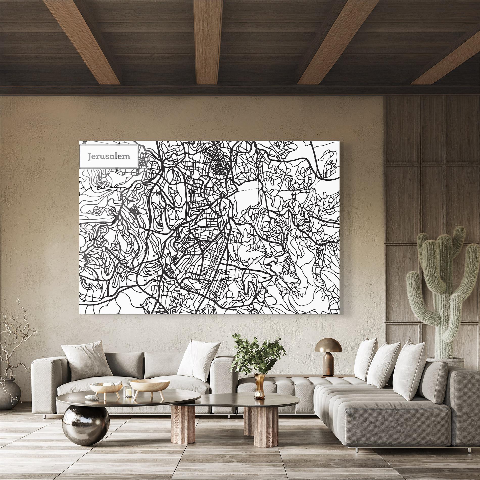 Glasbild Jerusalem Map mockup 8