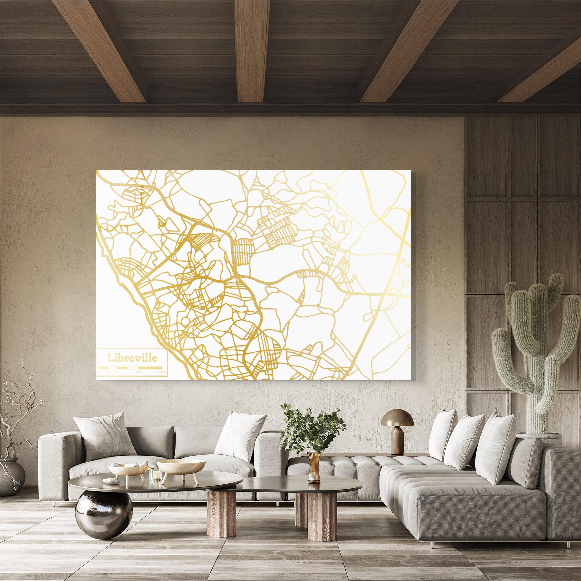 Glasbild Libreville Gold Map mockup 8