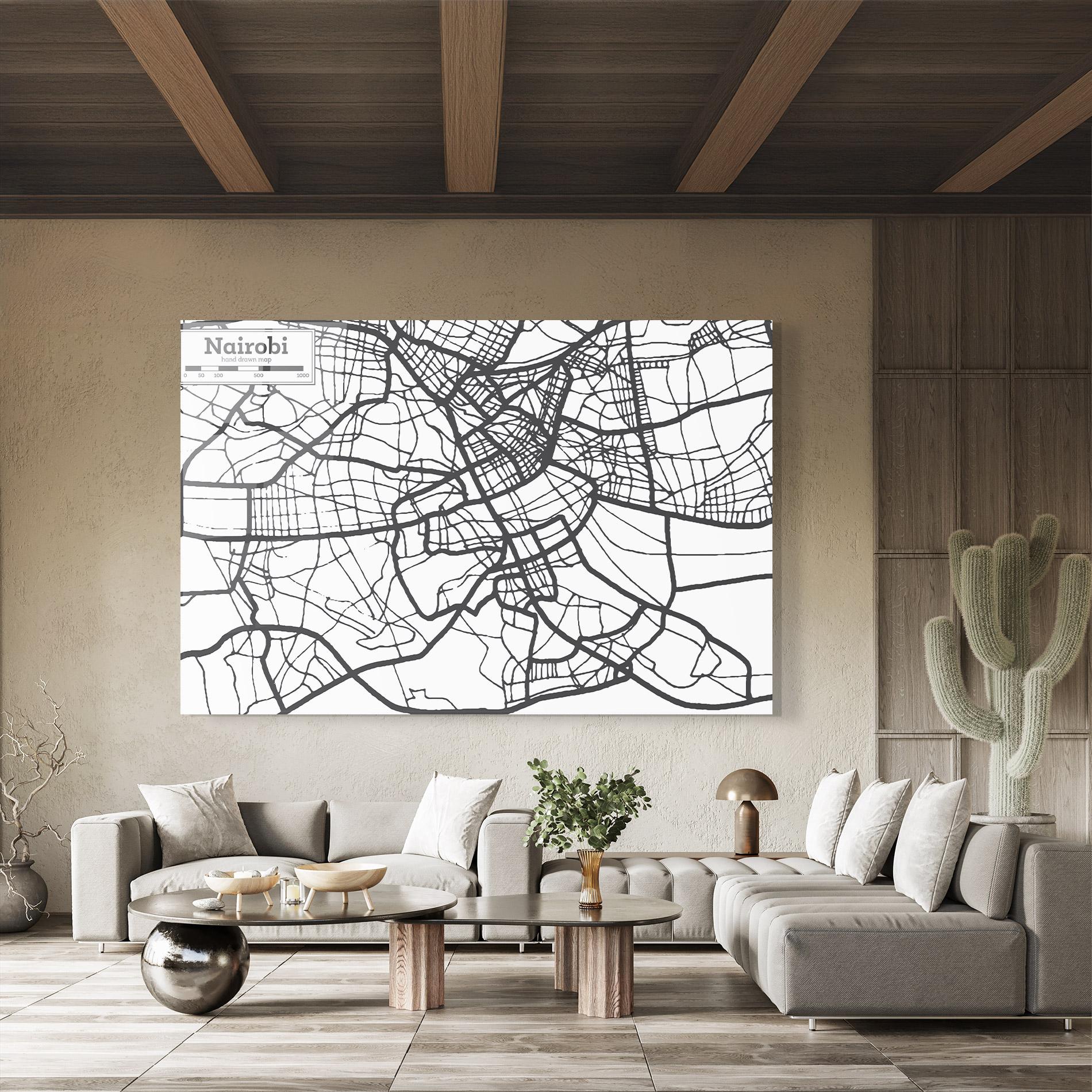 Glasbild Nairobi Map mockup 8