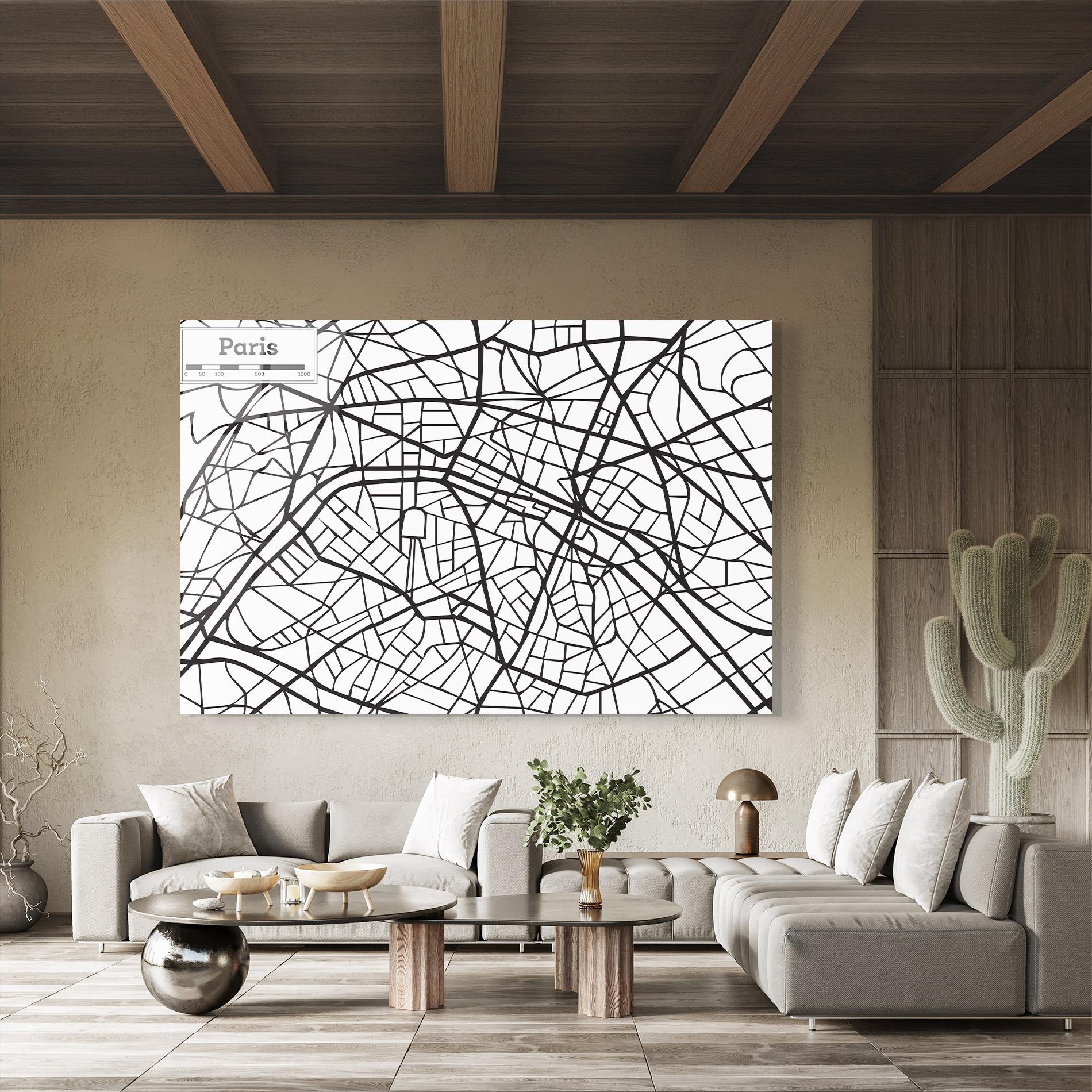 Glasbild Paris Map mockup 8