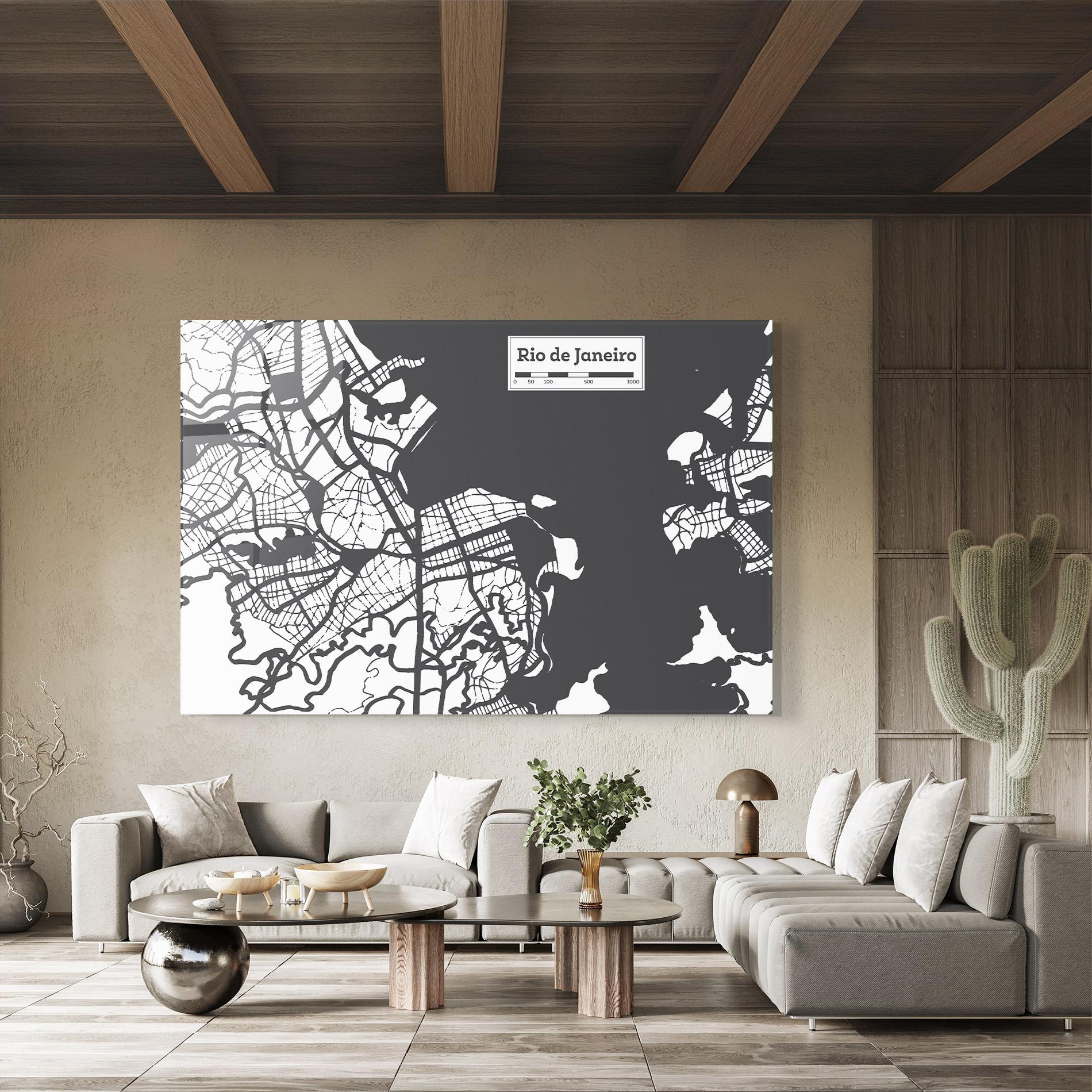 Glasbild Rio De Janeiro Map mockup 8
