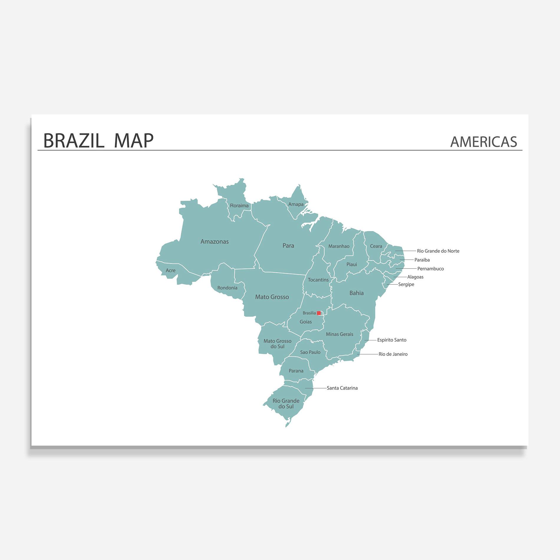 Glasbild Brazil Map mockup 0