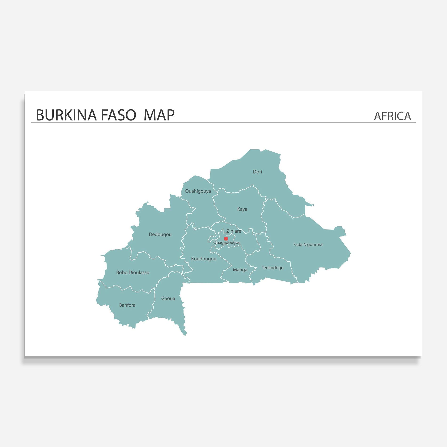 Glasbild Burkina Faso Map mockup 0