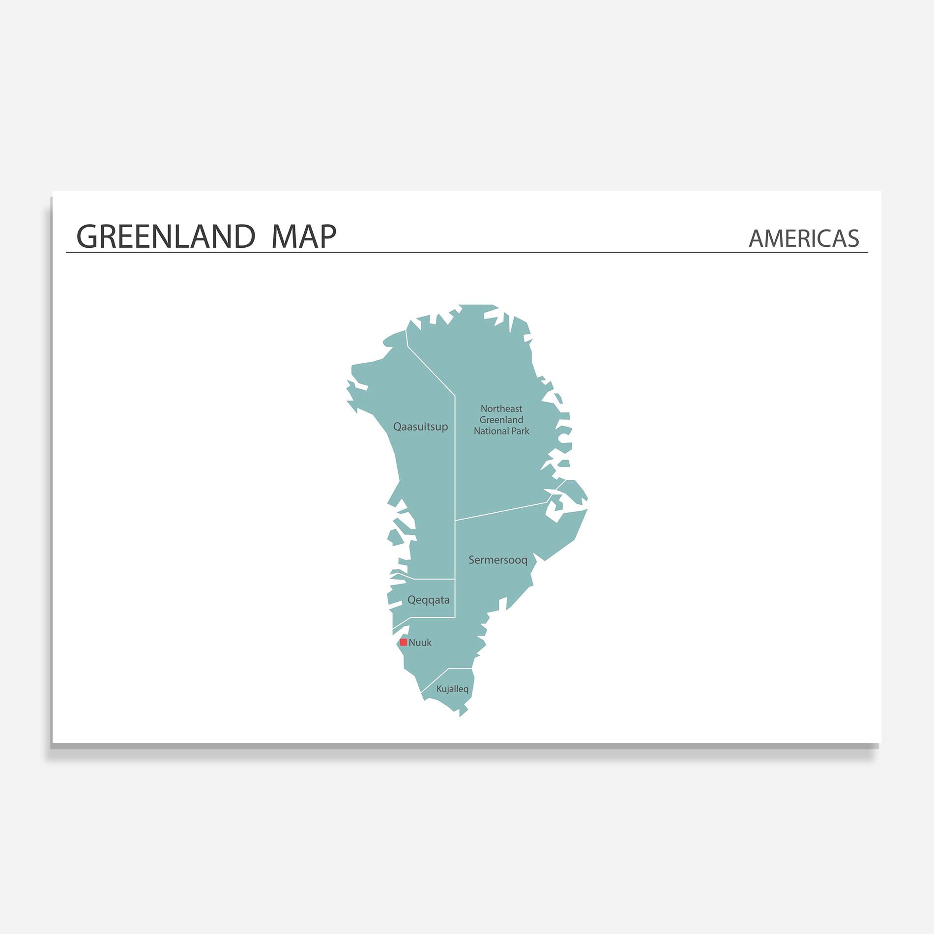 Glasbild Greenland Map mockup 0