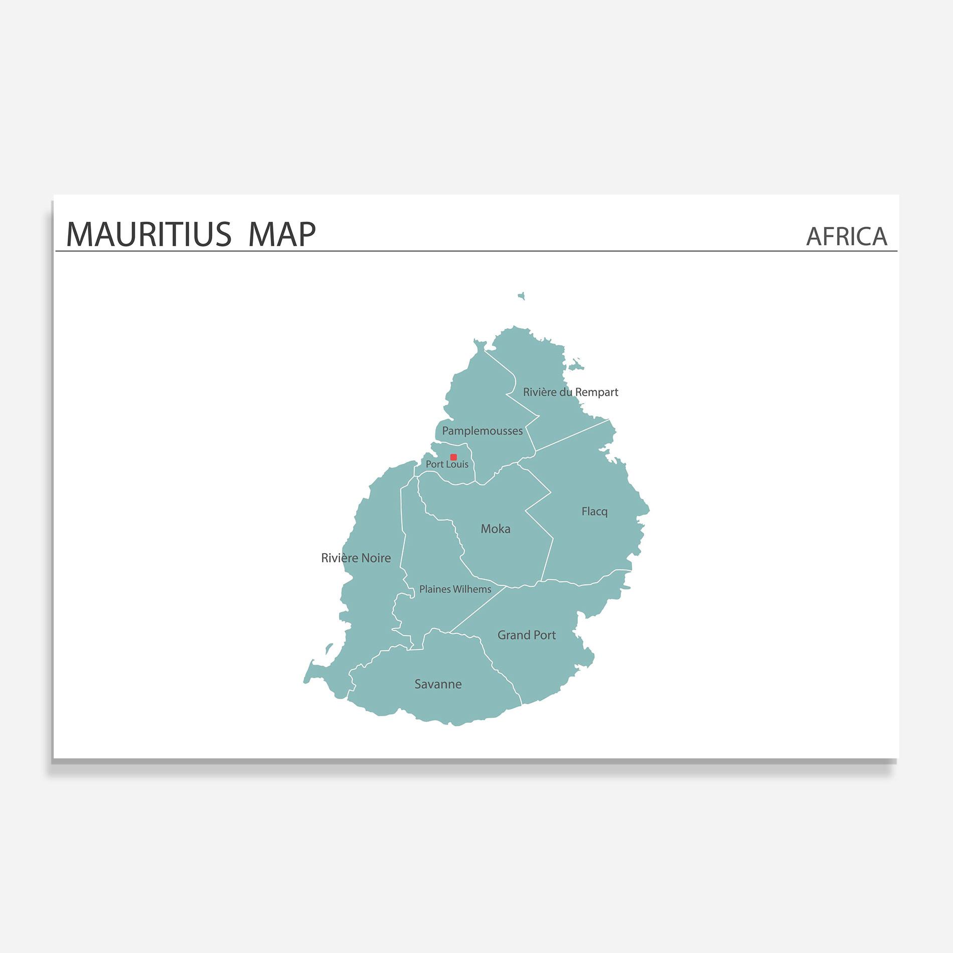 Glasbild Mauritius Map mockup 0