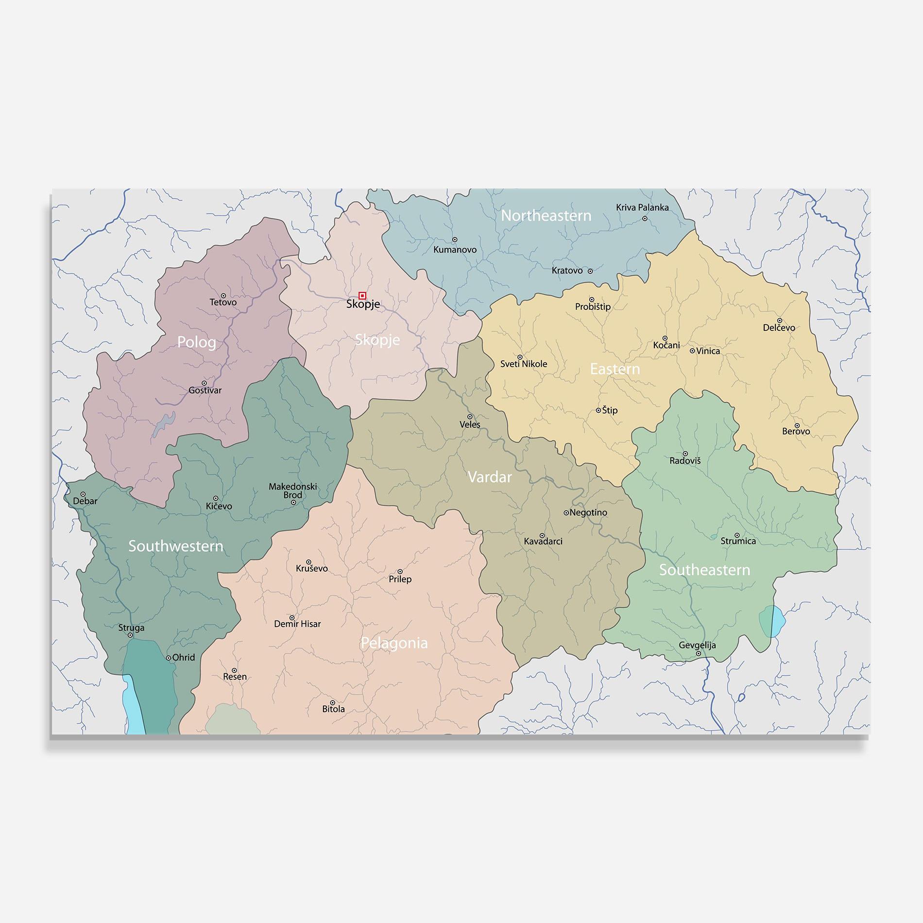 Glasbild North Macedonia Map mockup 0