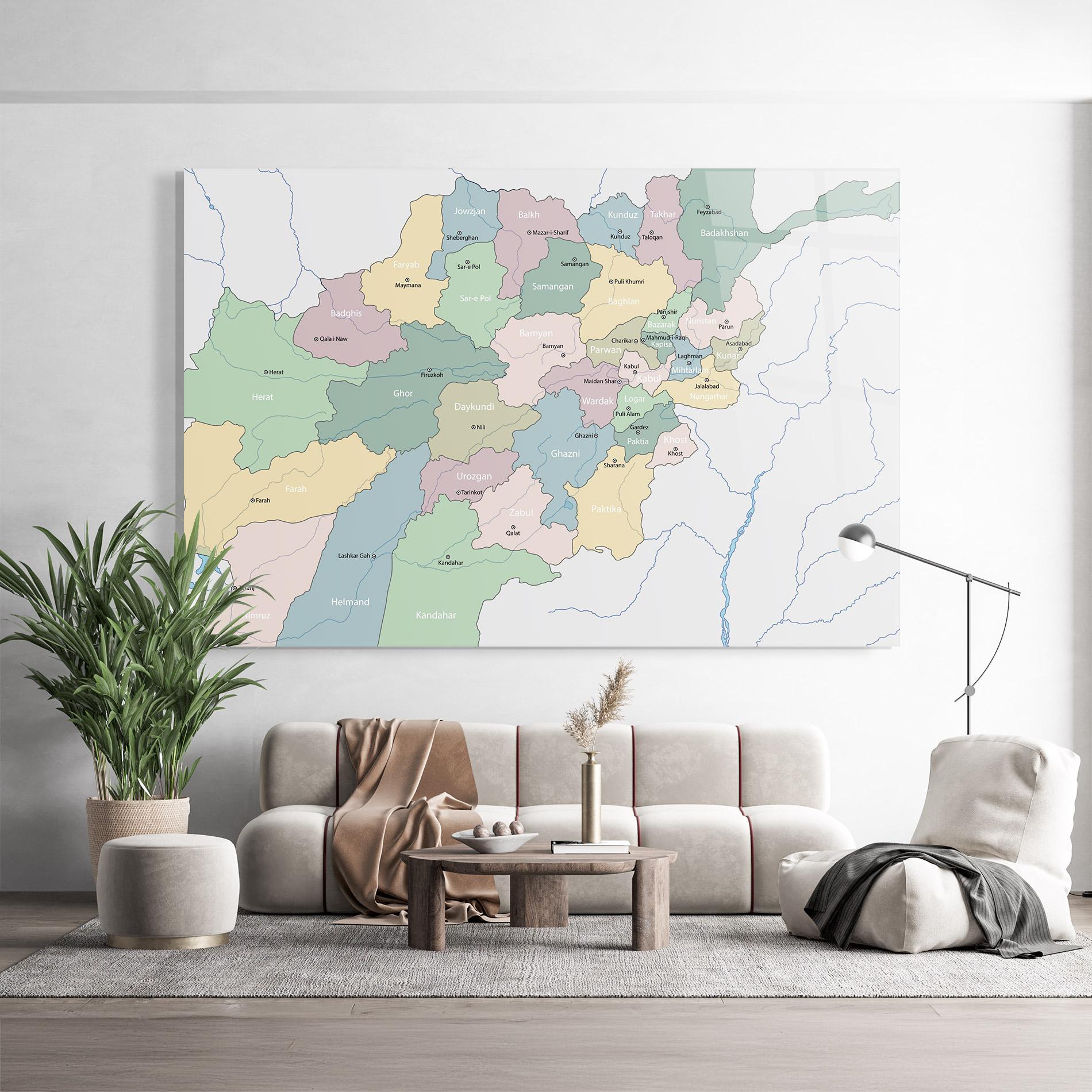 Glasbild Afghanistan Map mockup 9