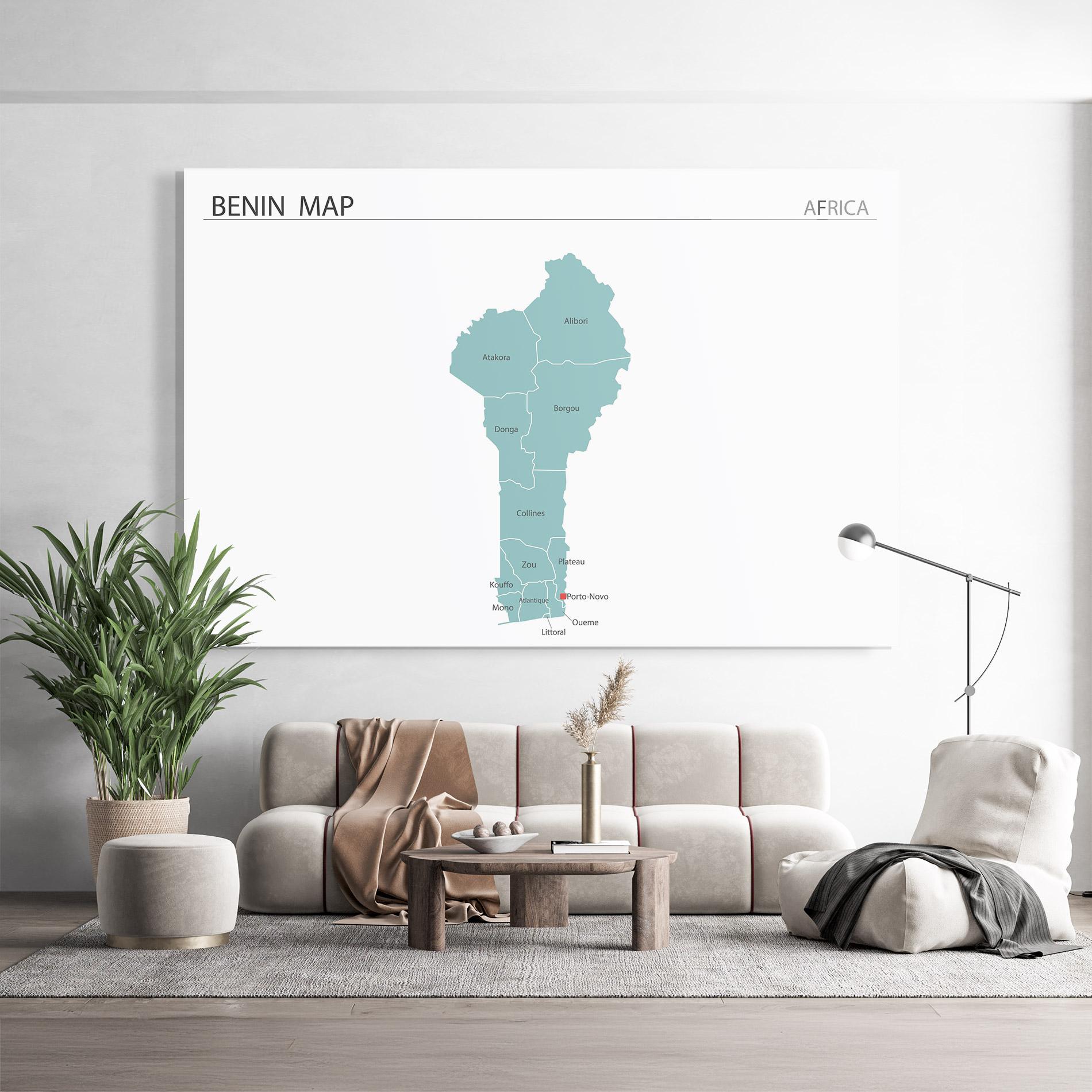 Glasbild Benin Map mockup 9
