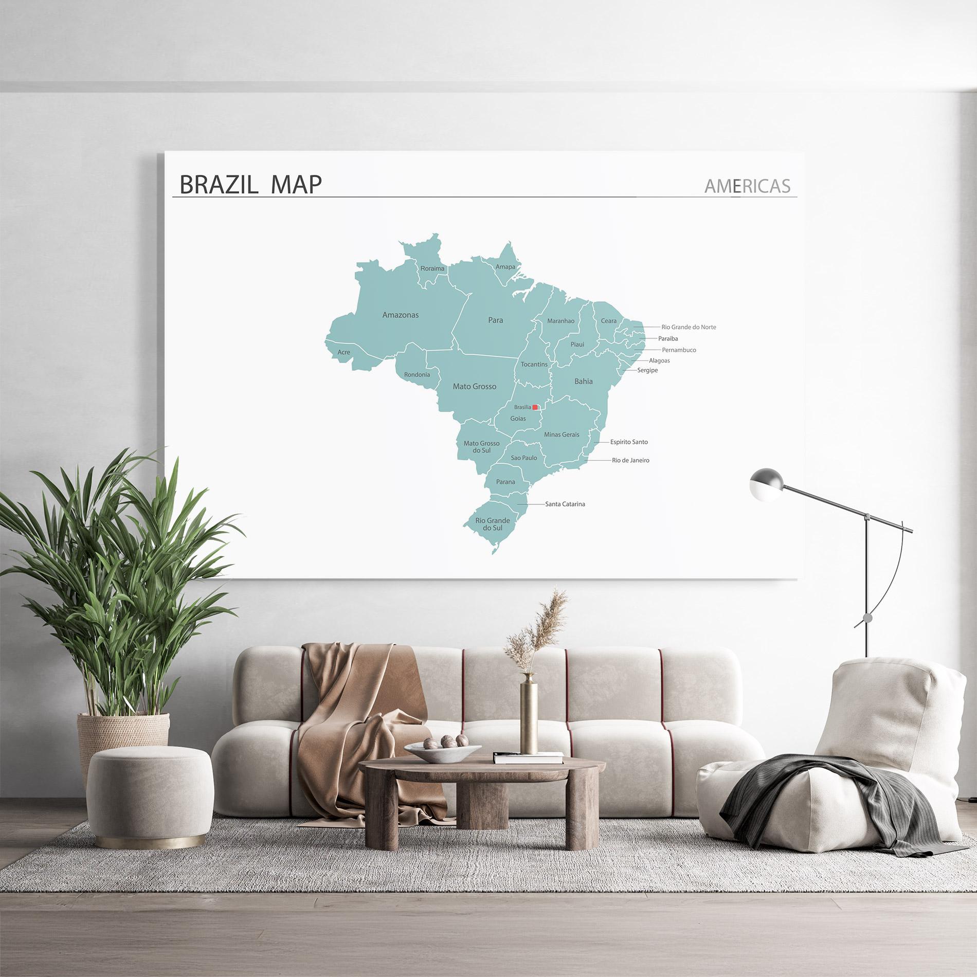 Glasbild Brazil Map mockup 9