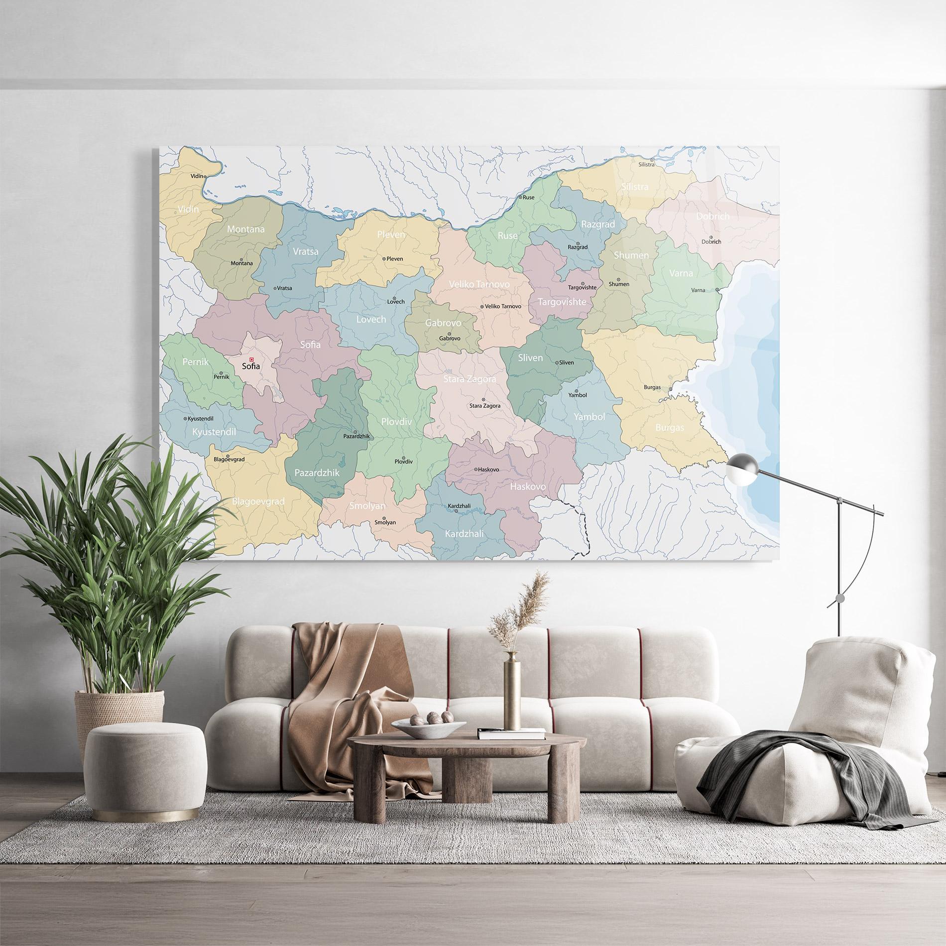 Glasbild Bulgaria Map mockup 9