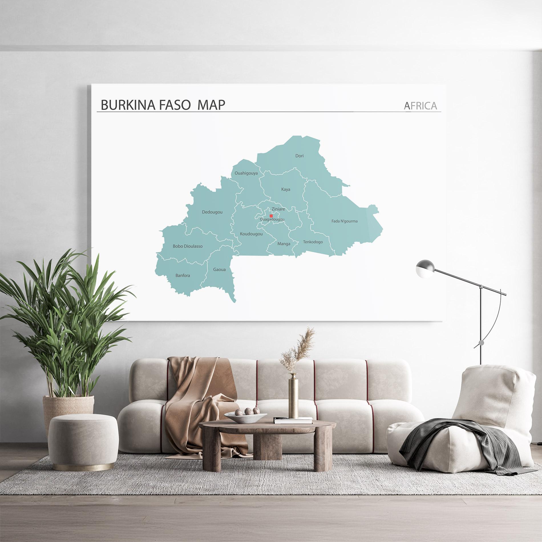 Glasbild Burkina Faso Map mockup 9