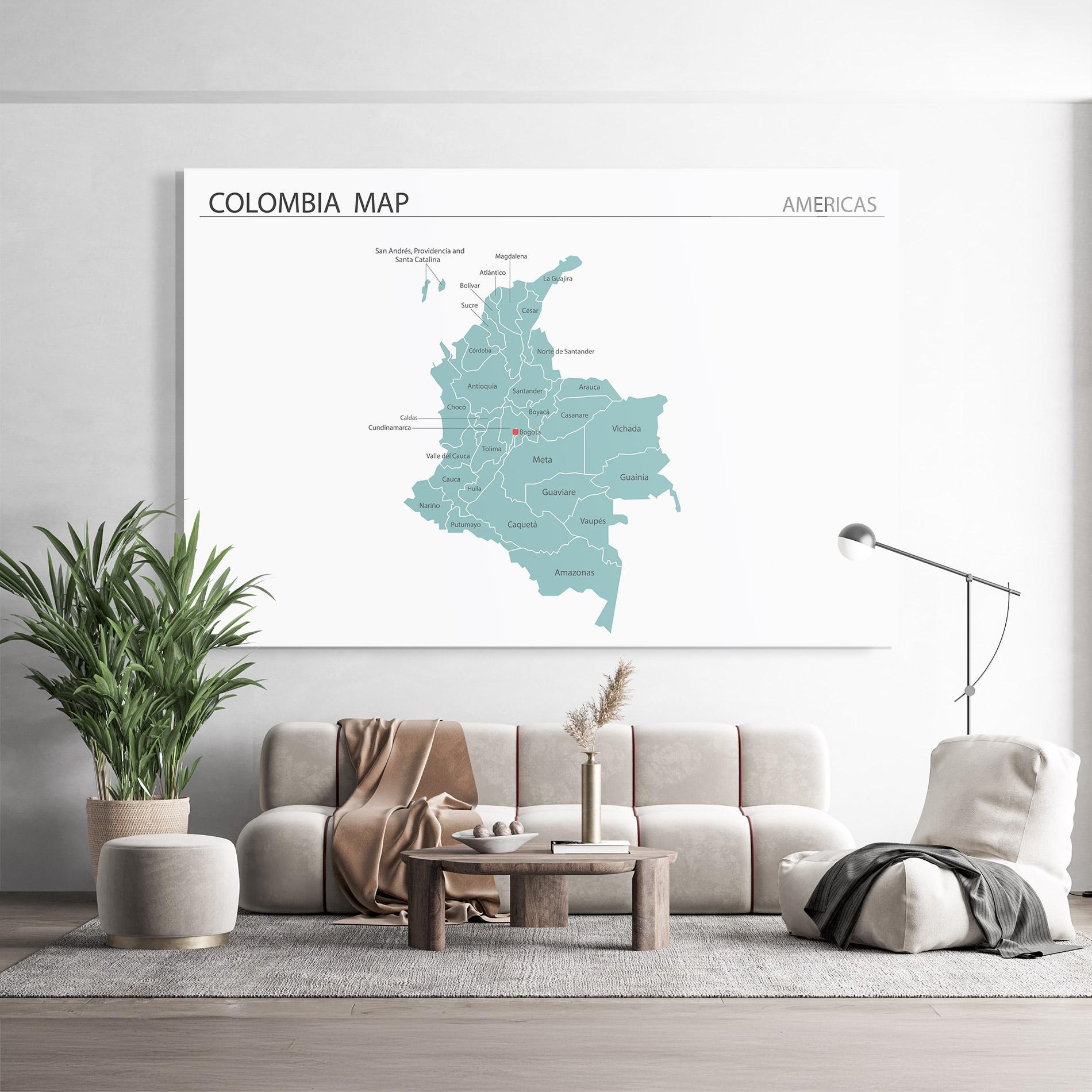 Glasbild Colombia Map mockup 9
