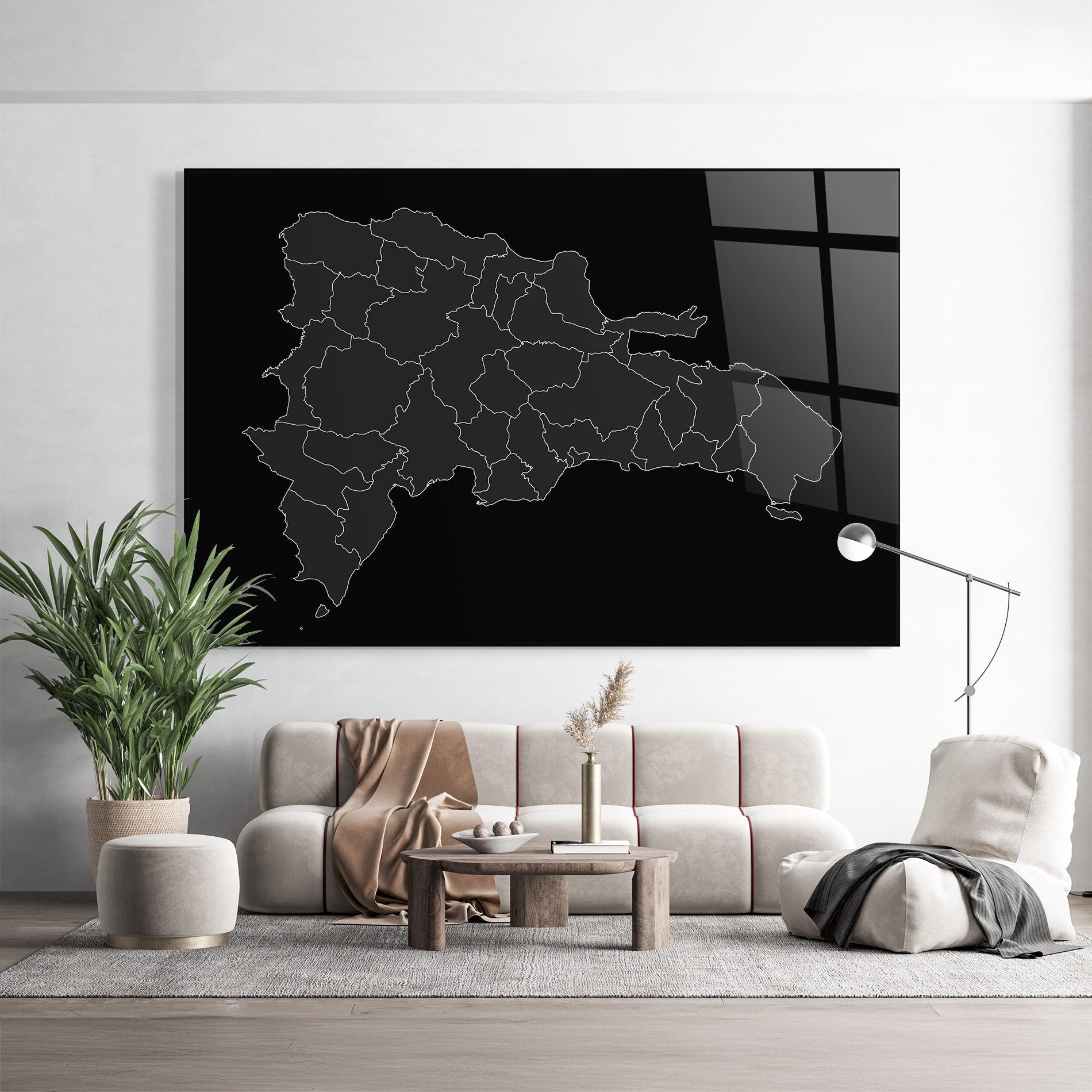 Glasbild Dominican Republic Grey Map mockup 9