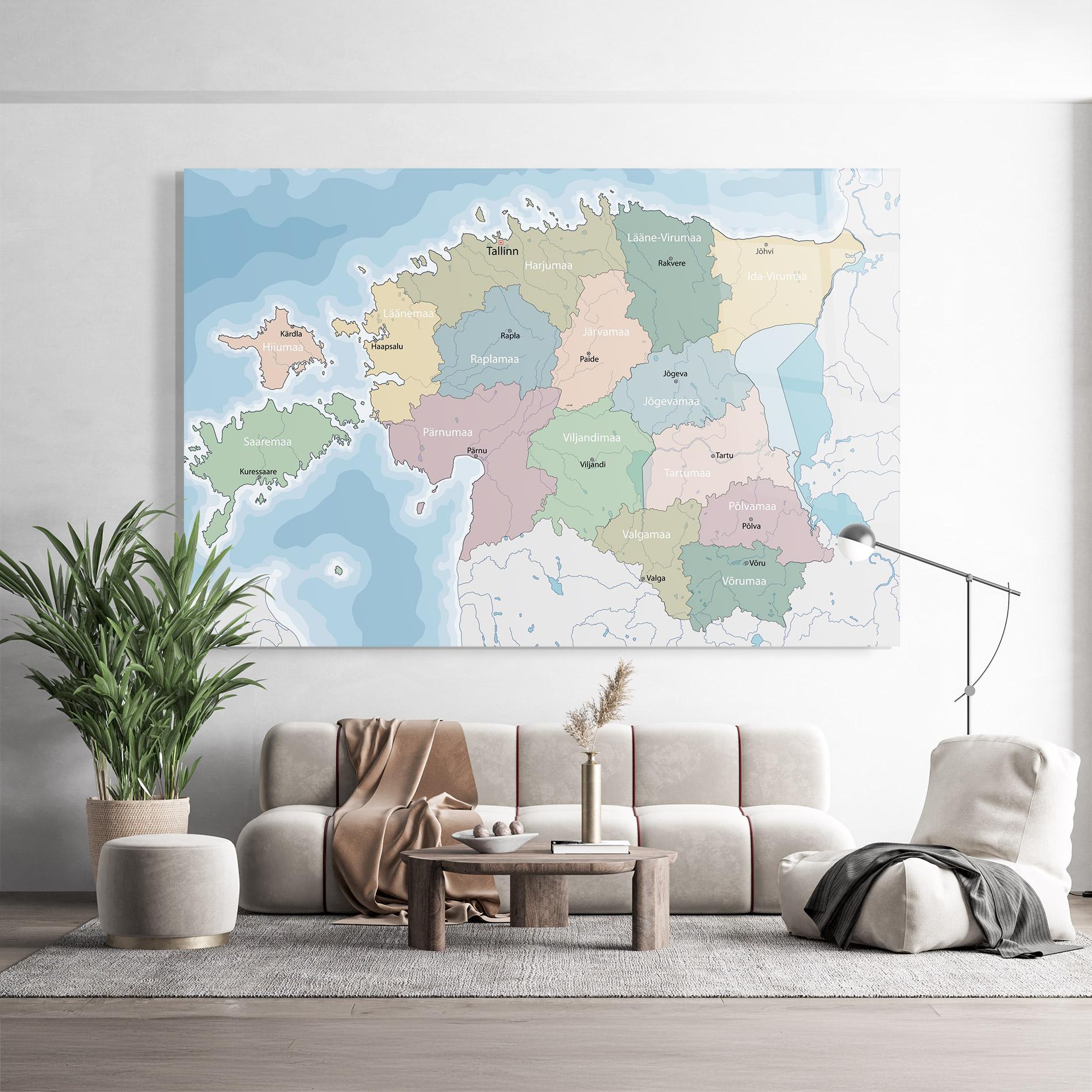 Glasbild Estonia Map mockup 9