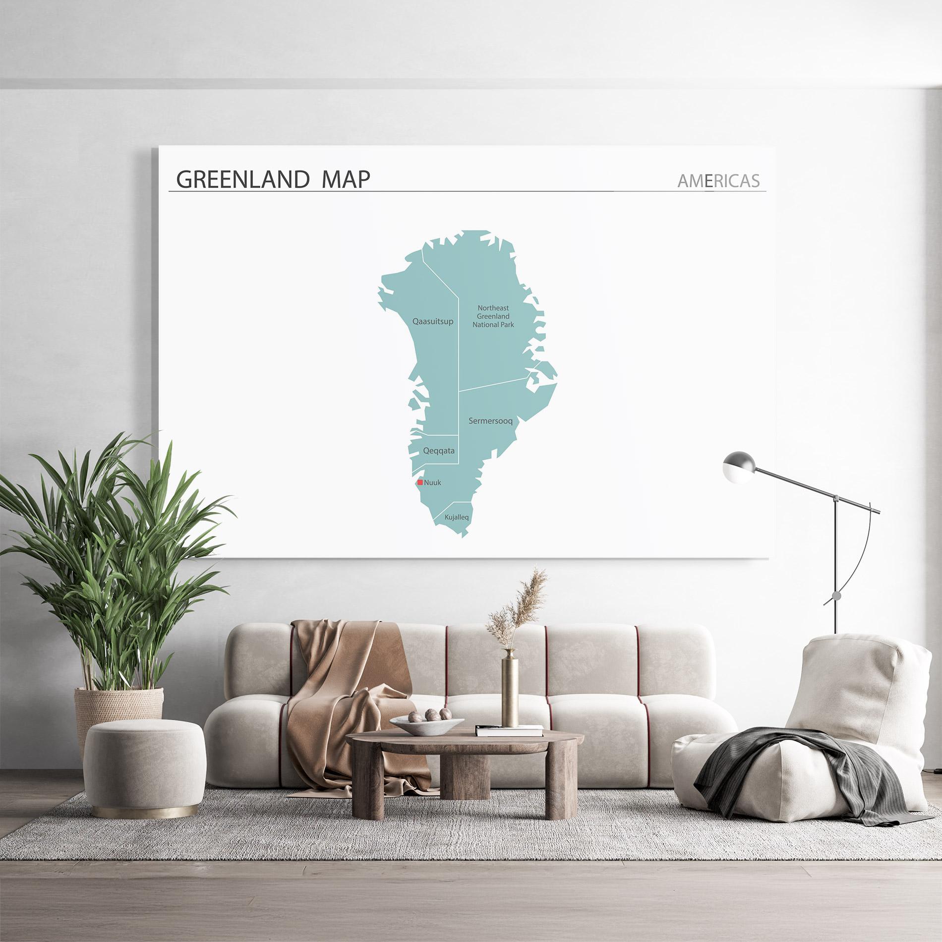 Glasbild Greenland Map mockup 9
