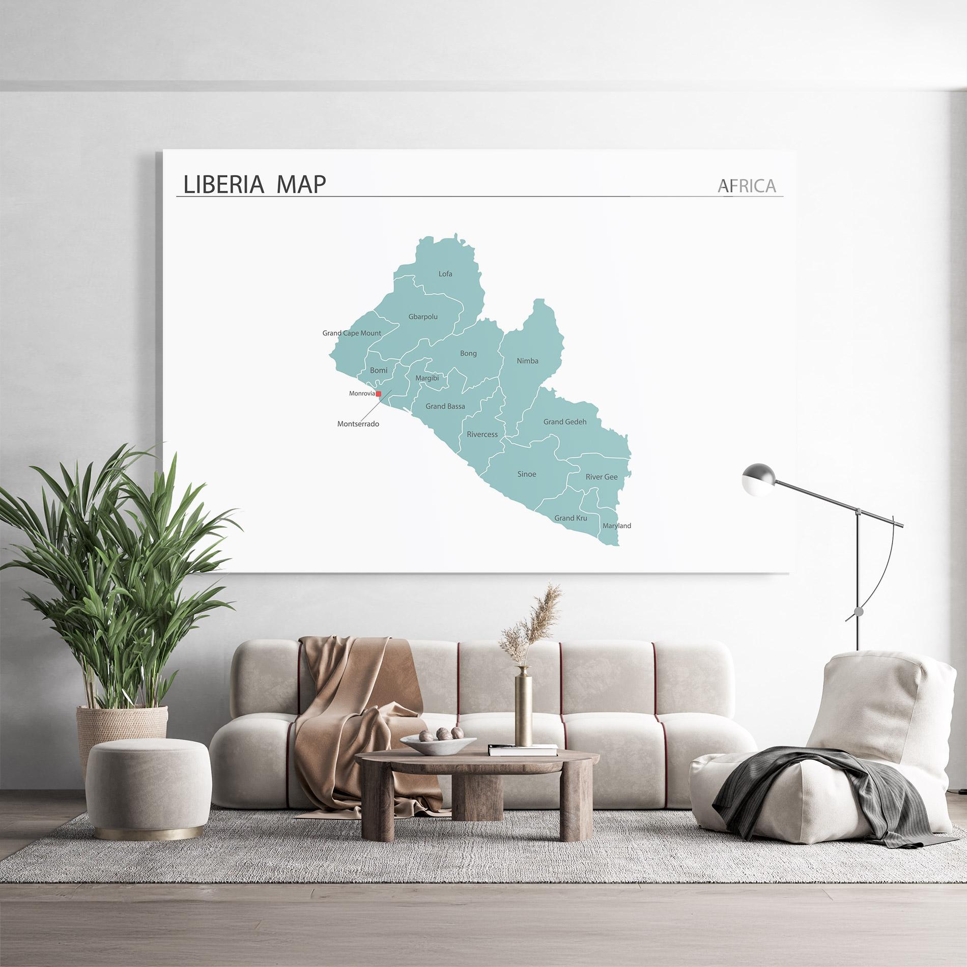 Glasbild Liberia Map mockup 9