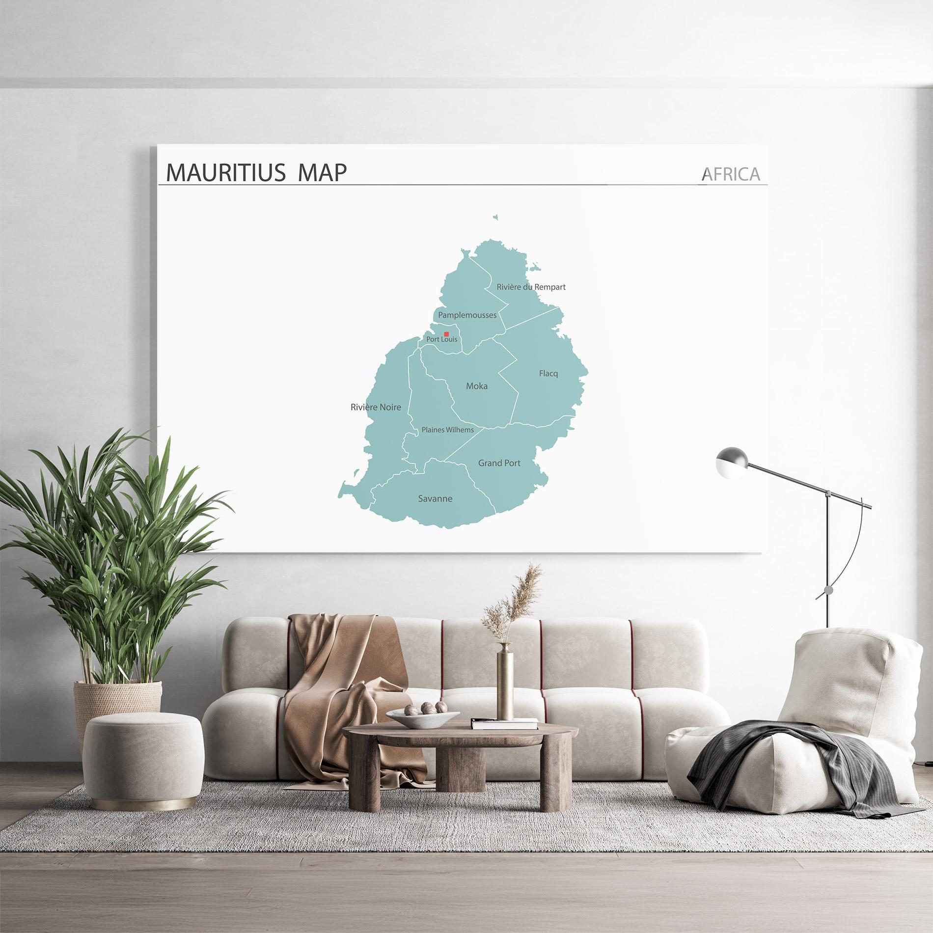 Glasbild Mauritius Map mockup 9