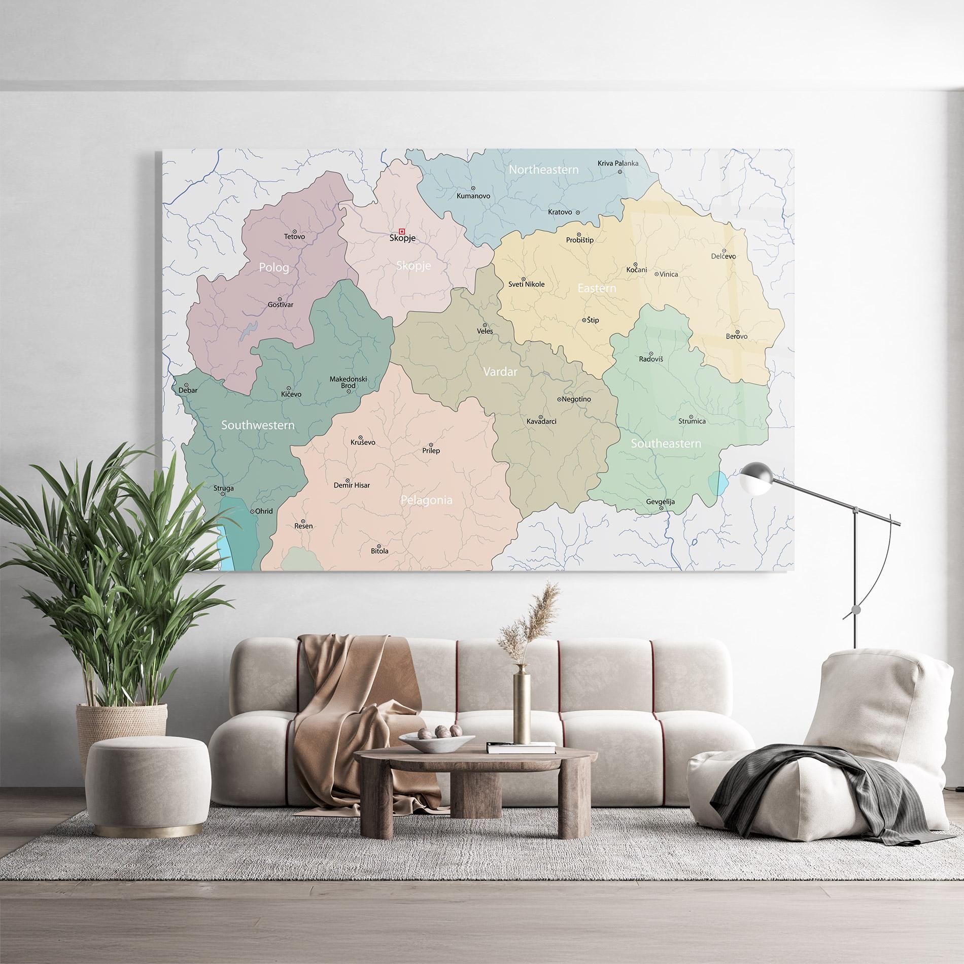 Glasbild North Macedonia Map mockup 9