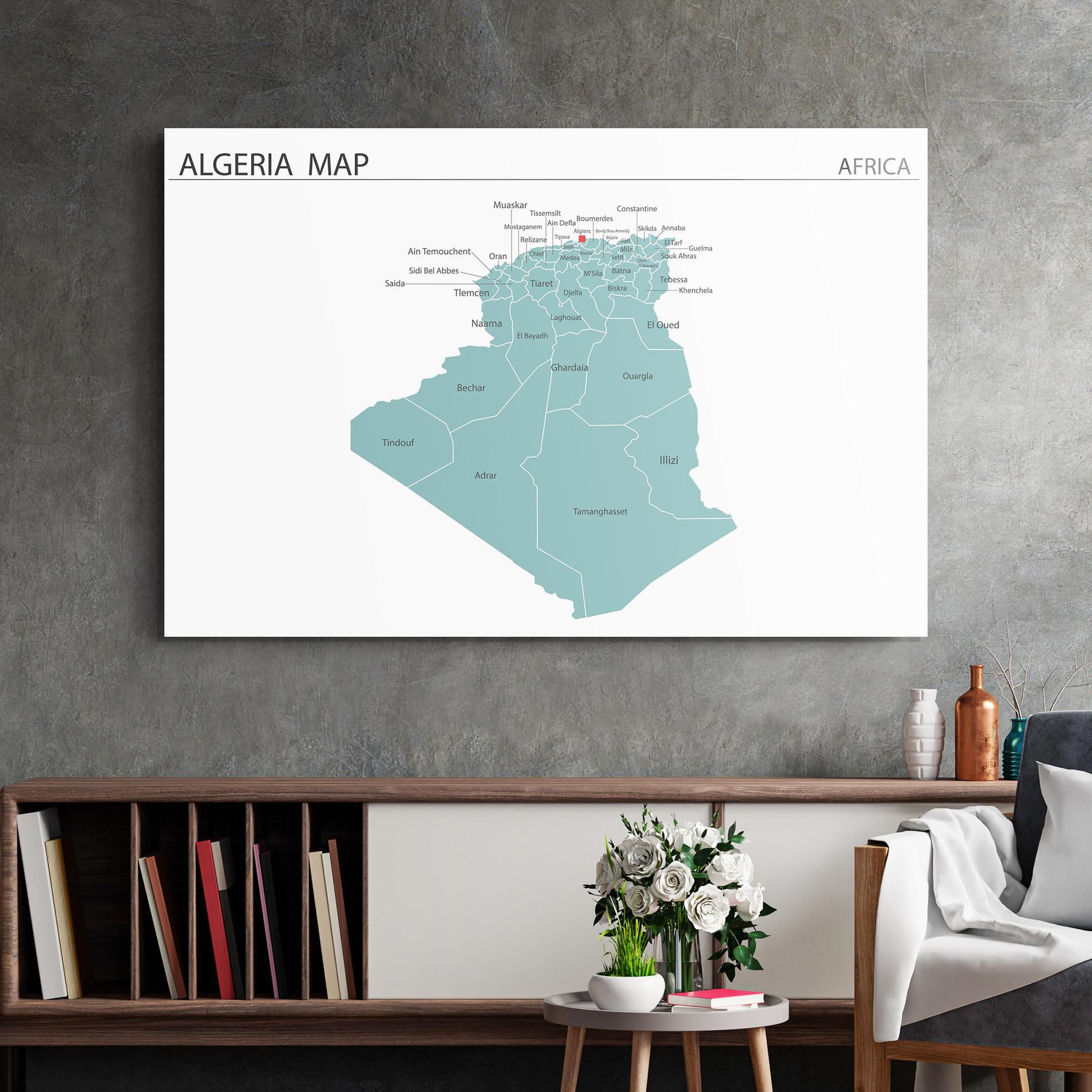 Glasbild Algeria Map mockup 2