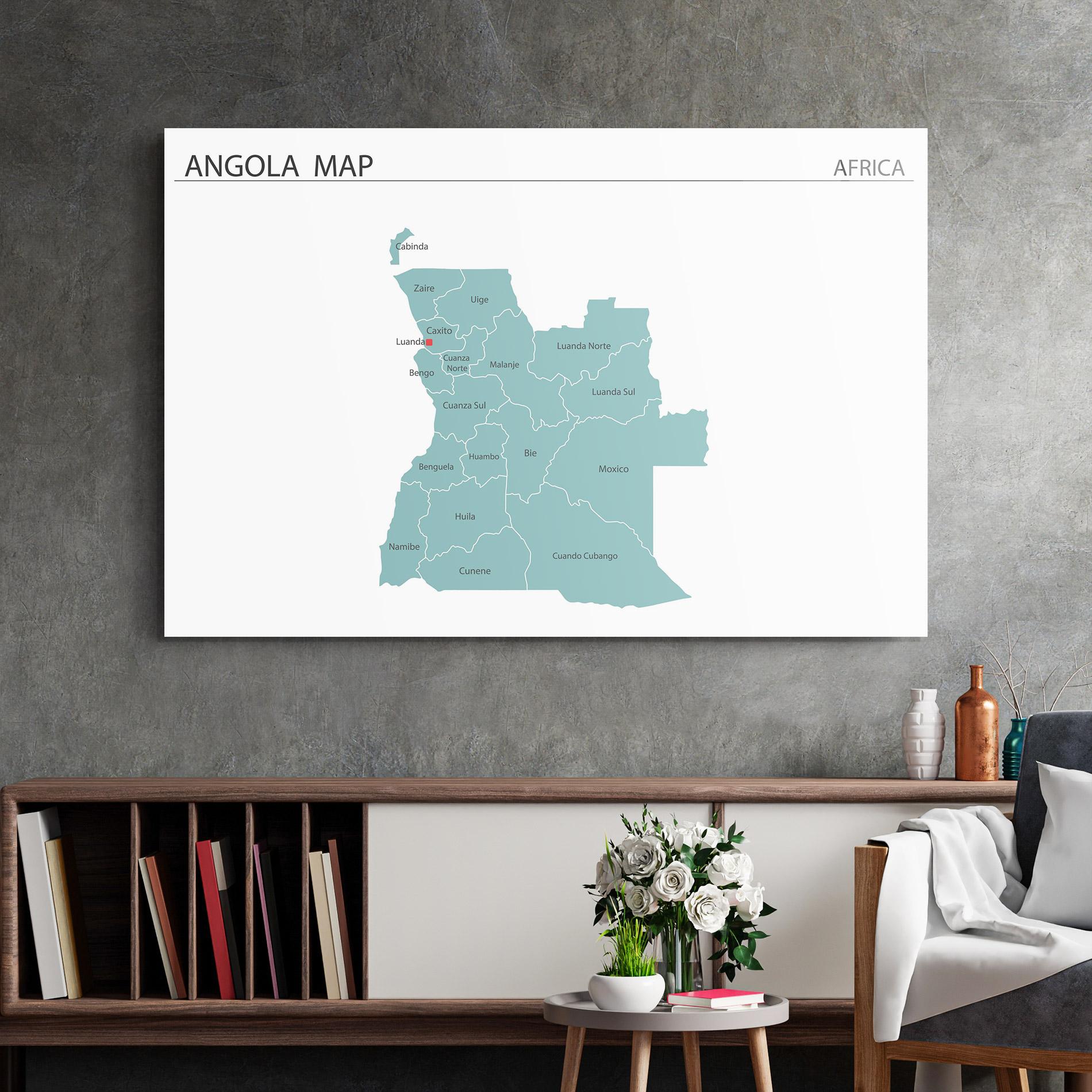 Glasbild Angola Map mockup 2