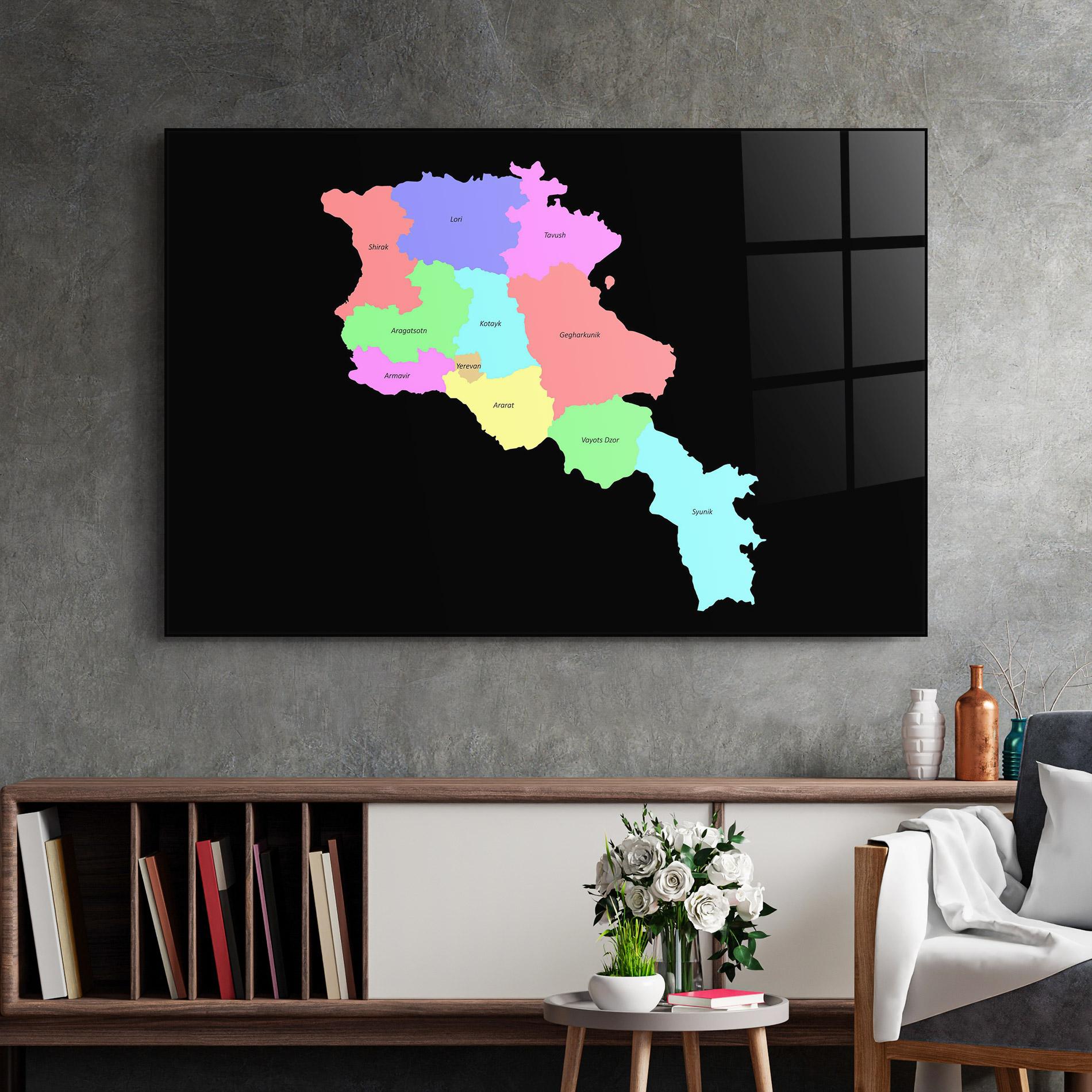 Glasbild Armenia Map mockup 2