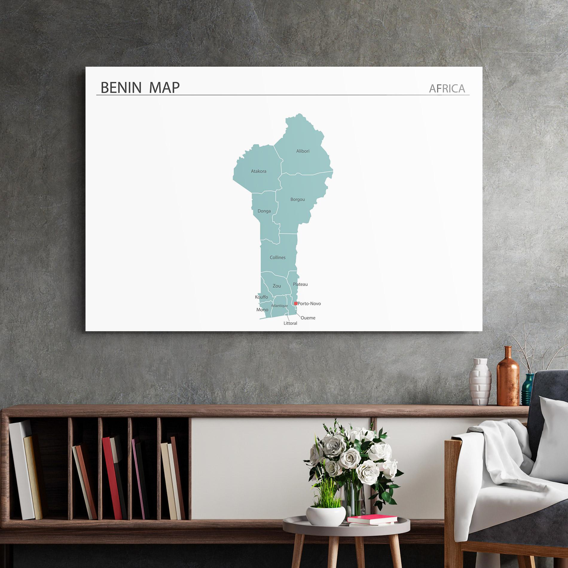 Glasbild Benin Map mockup 2
