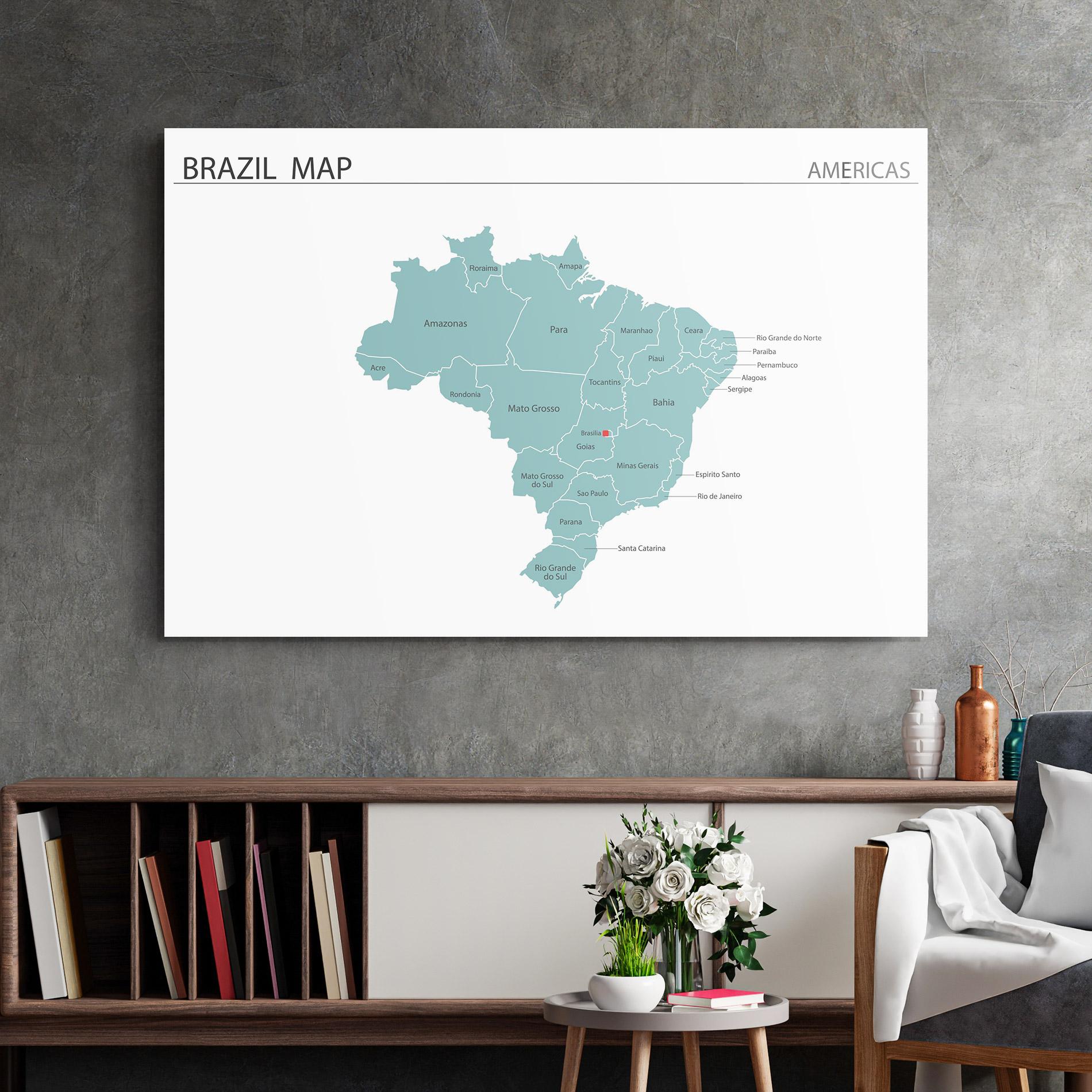 Glasbild Brazil Map mockup 2