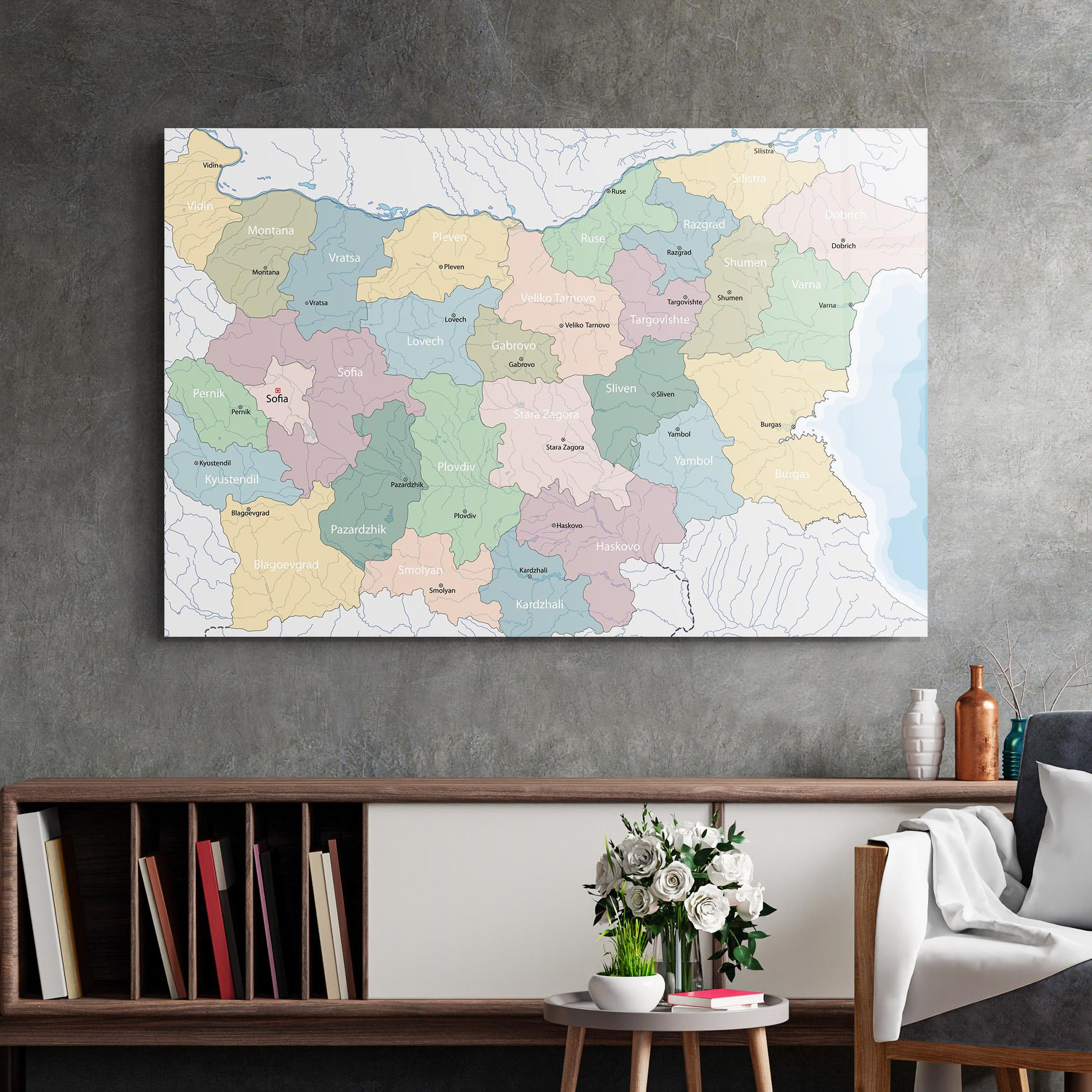 Glasbild Bulgaria Map mockup 2