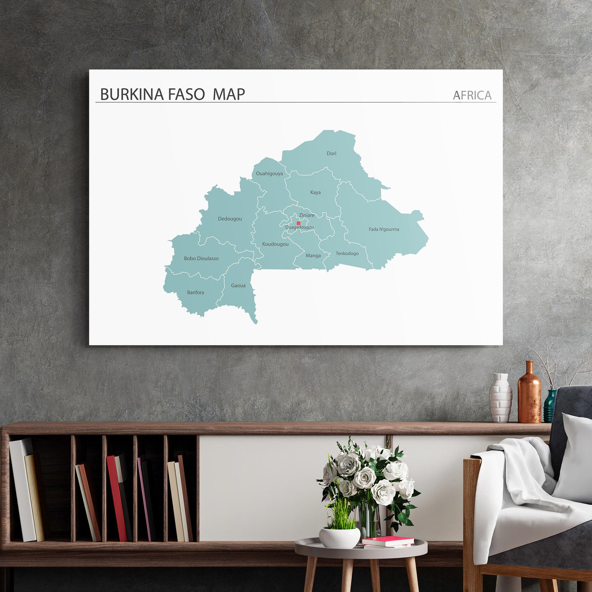 Glasbild Burkina Faso Map mockup 2