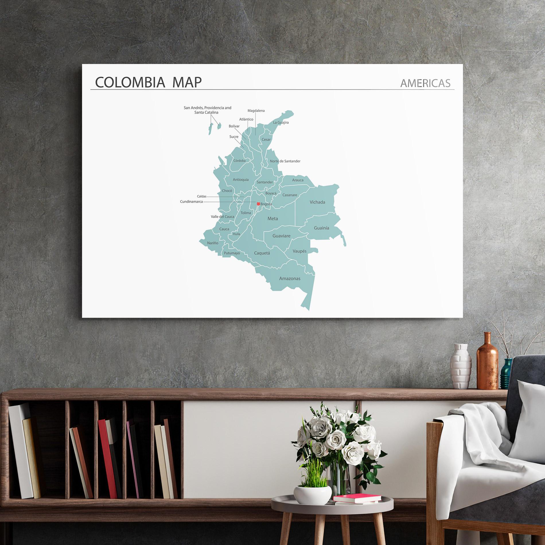 Glasbild Colombia Map mockup 2