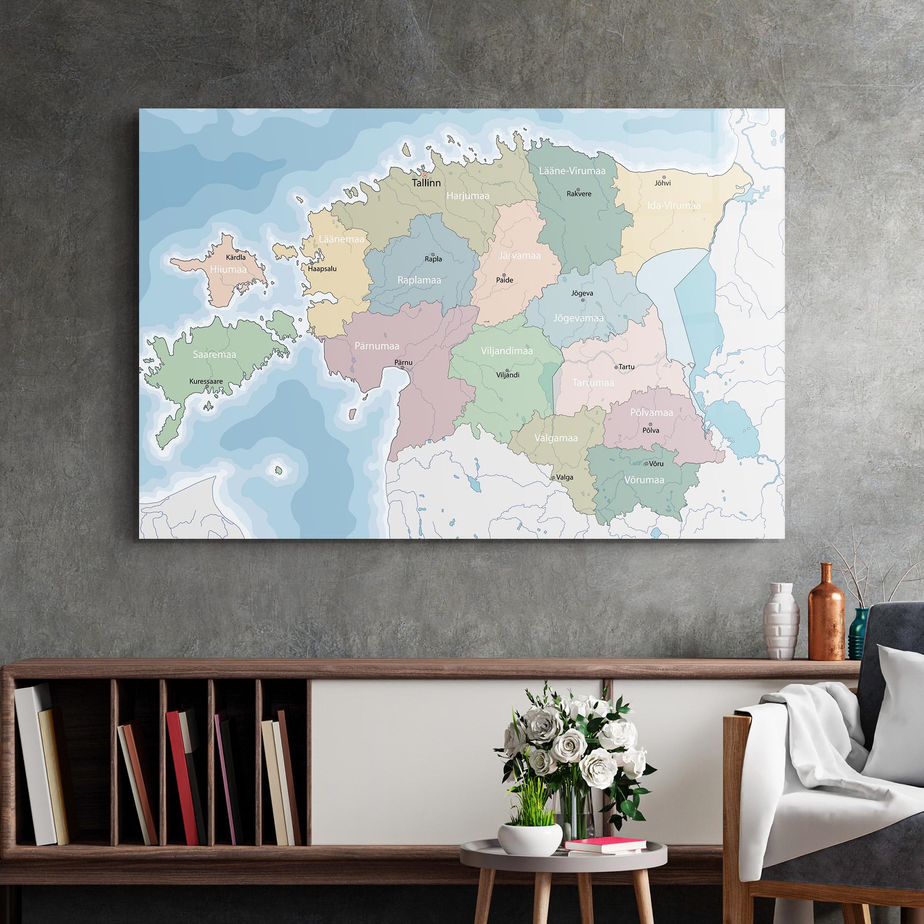 Glasbild Estonia Map mockup 2