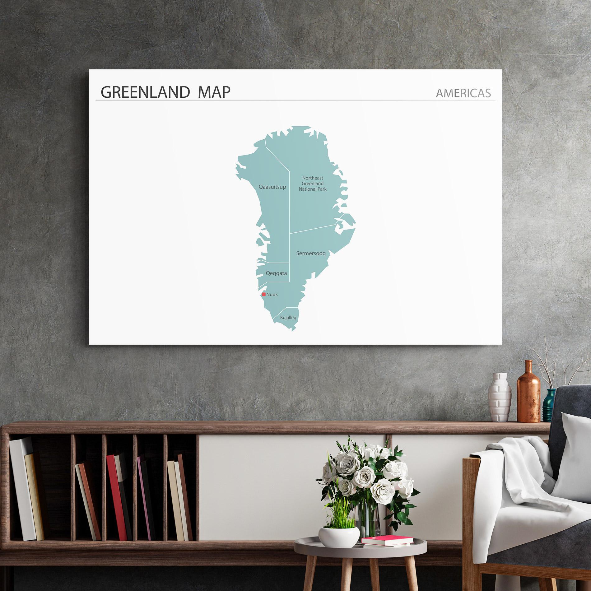 Glasbild Greenland Map mockup 2