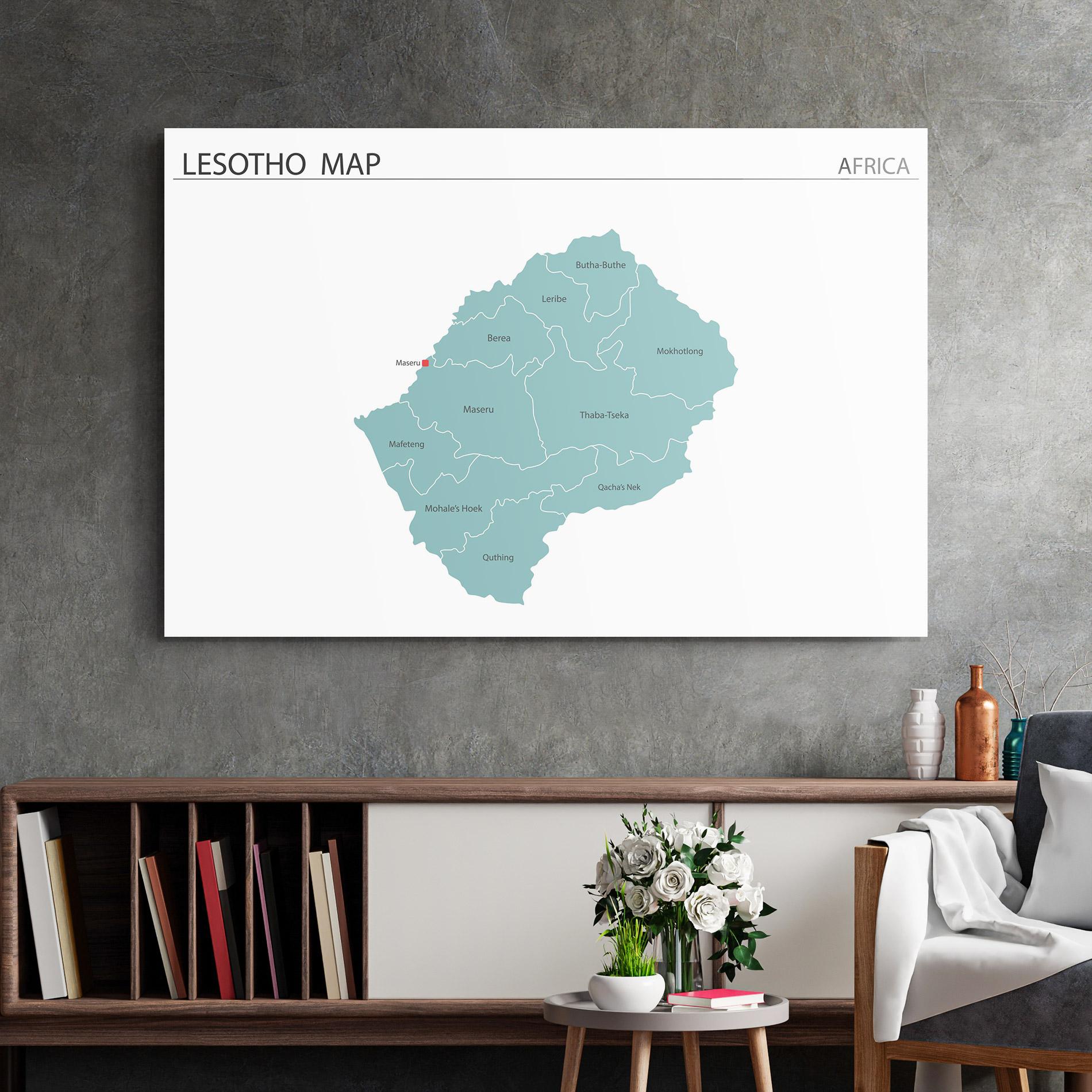 Glasbild Lesotho Map mockup 2