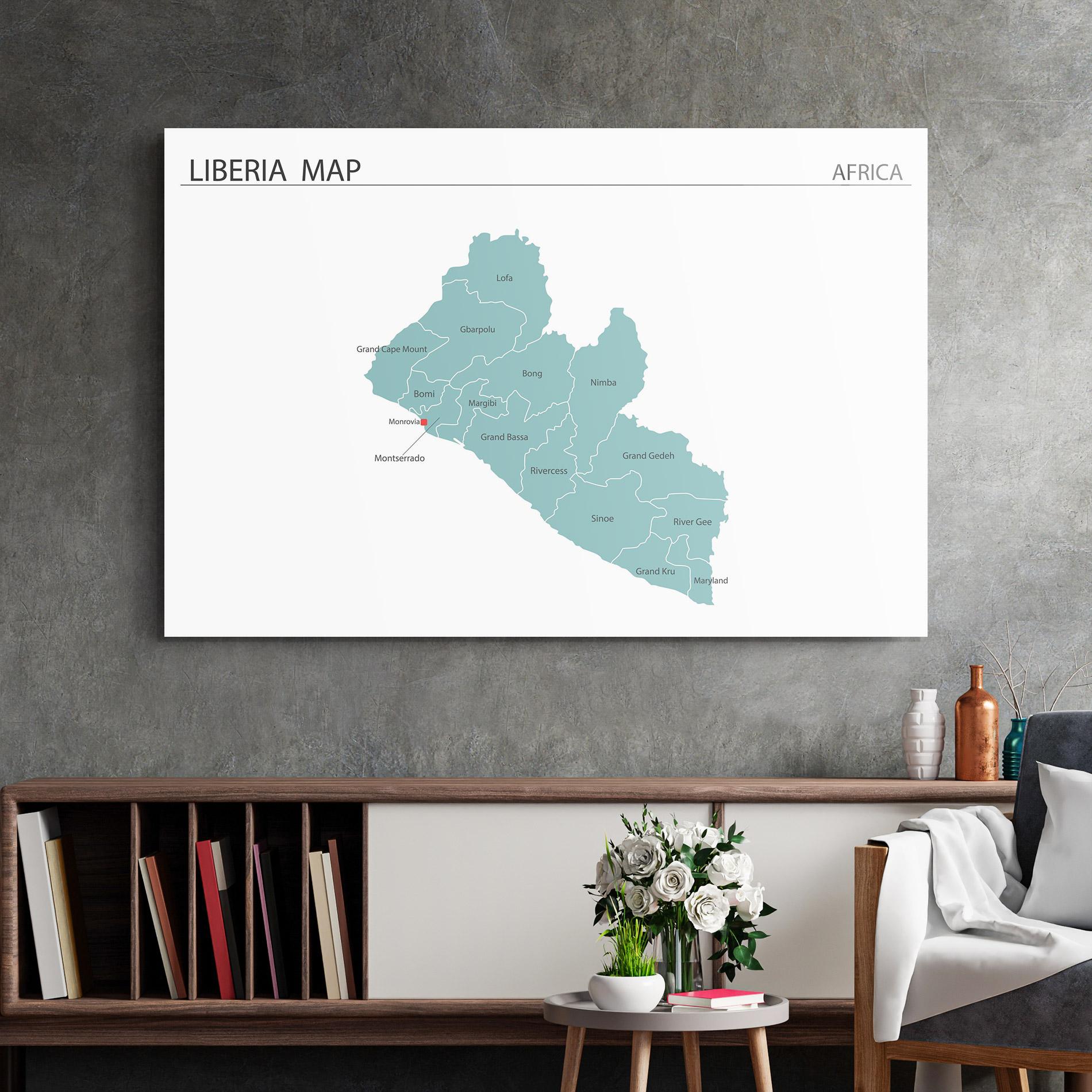 Glasbild Liberia Map mockup 2