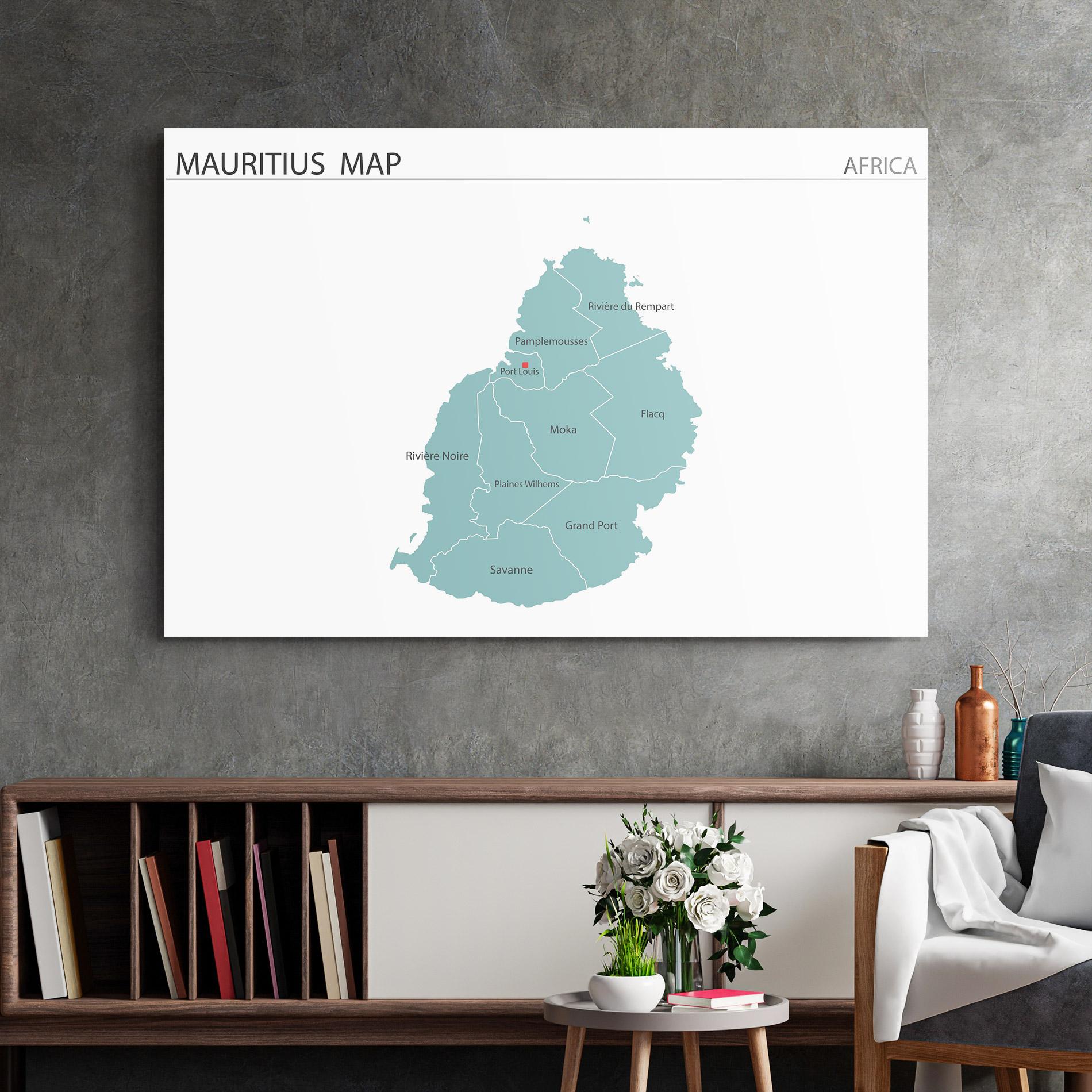 Glasbild Mauritius Map mockup 2