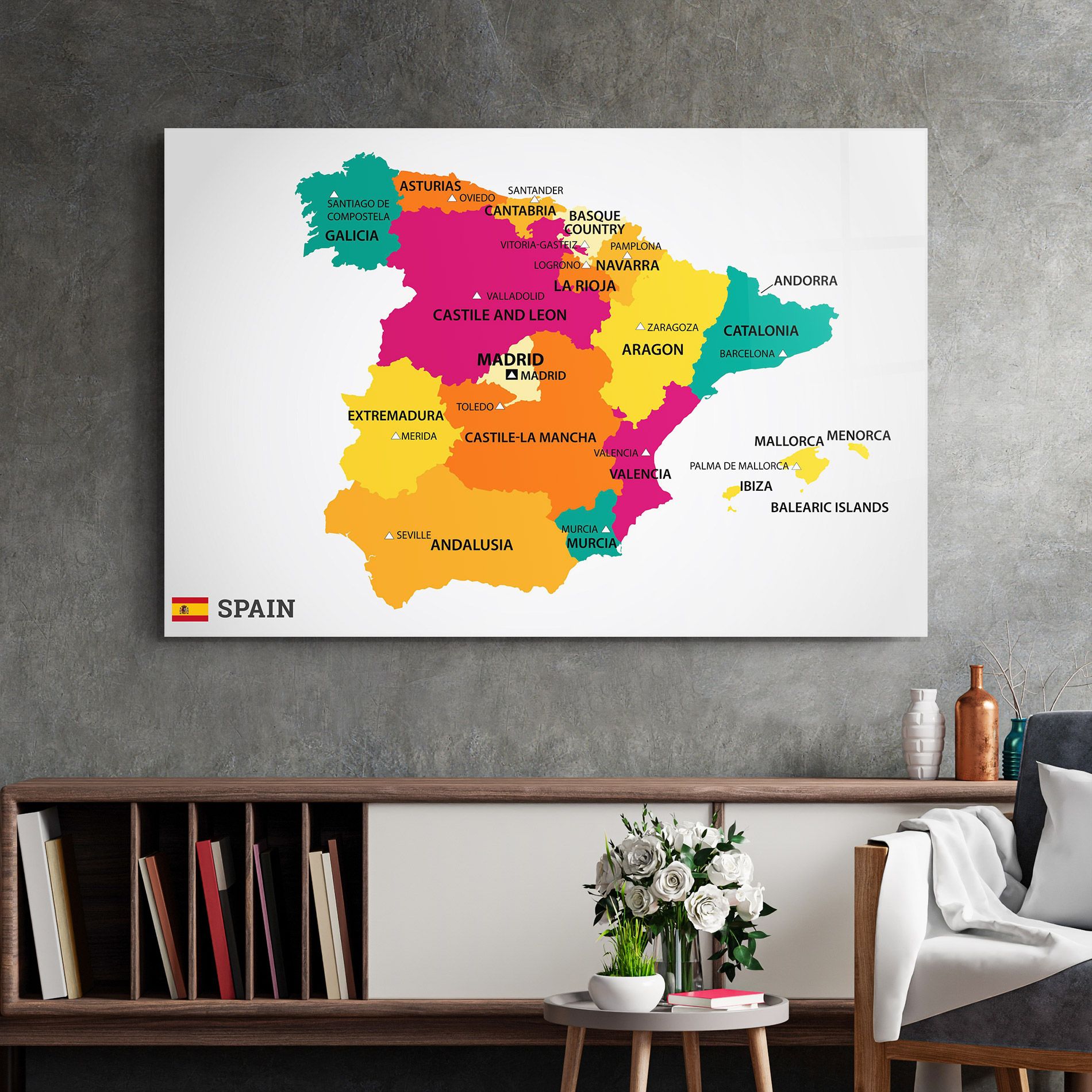 Spain Colorful Map mockup 2