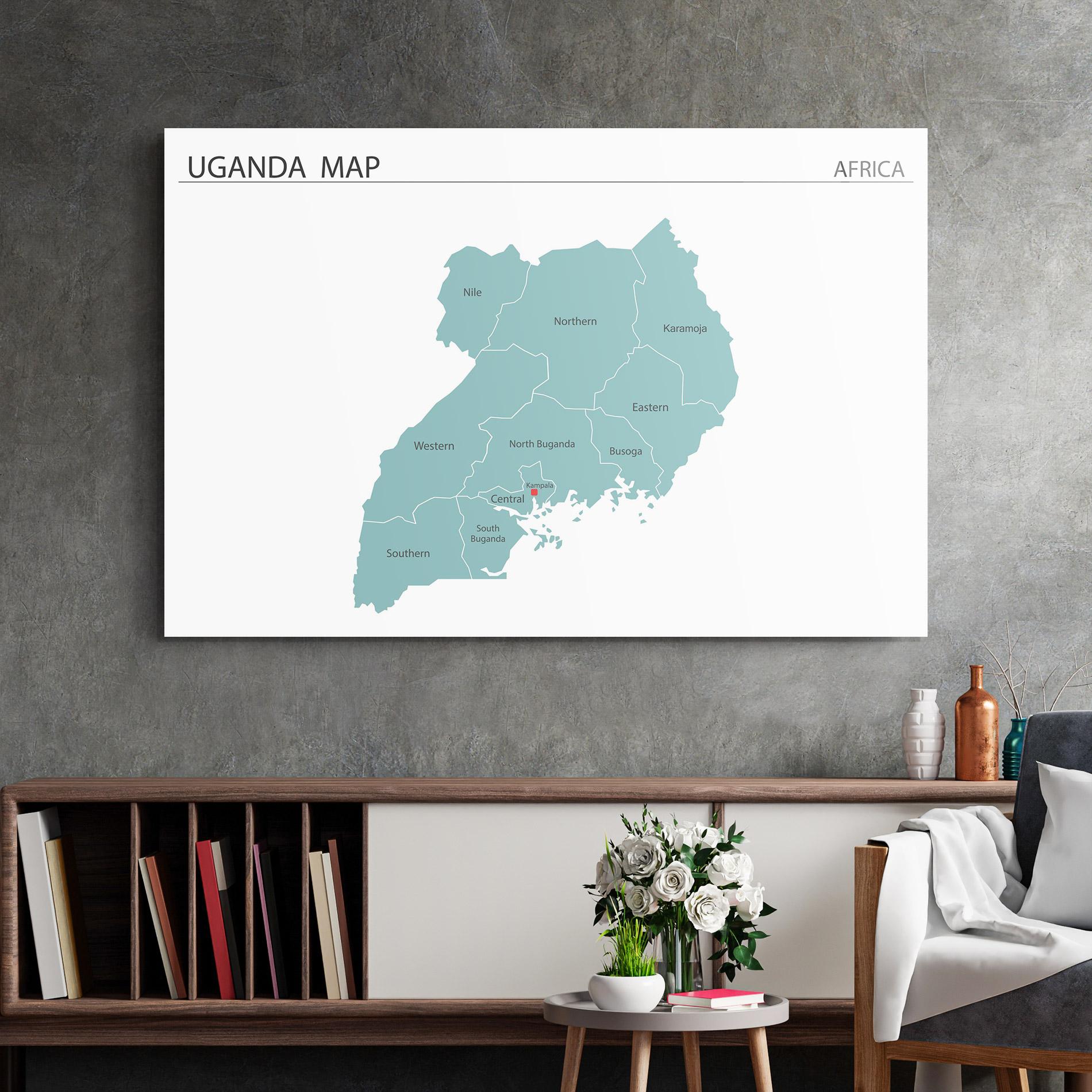 Glasbild Uganda Map mockup 2