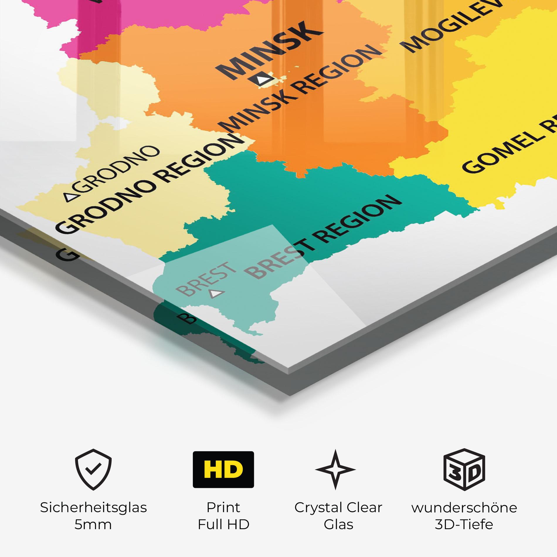 Glasbild Belarus Color Map mockup 3