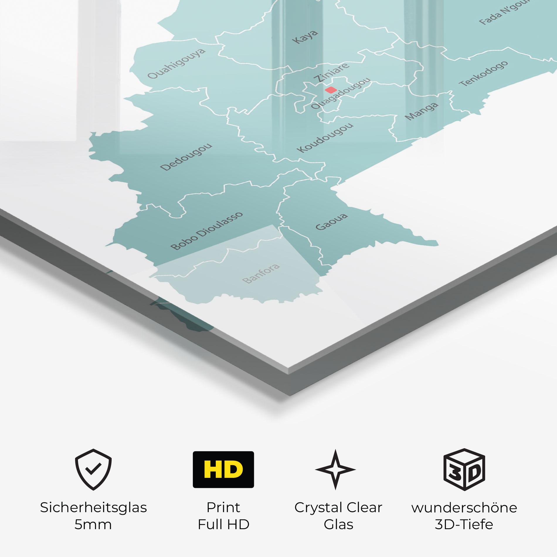 Glasbild Burkina Faso Map mockup 3