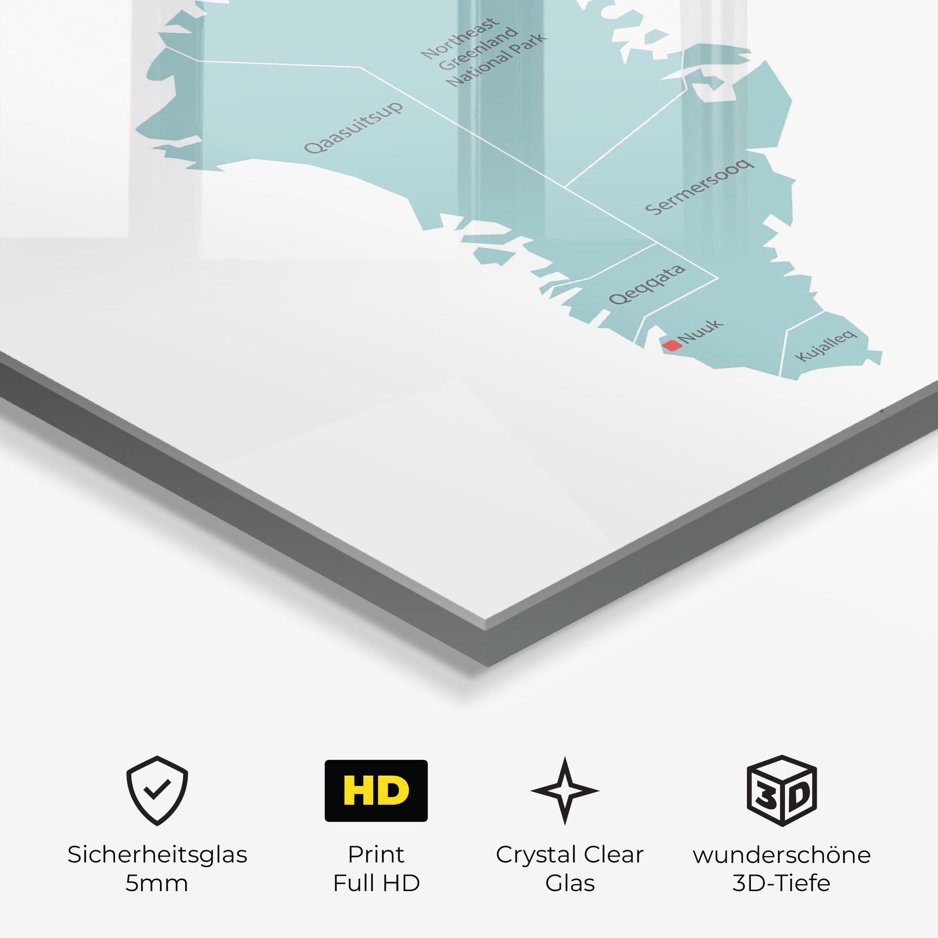 Glasbild Greenland Map mockup 3