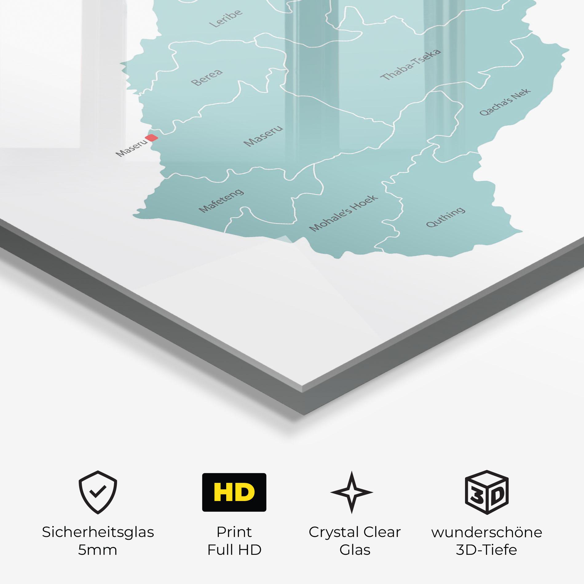 Glasbild Lesotho Map mockup 3