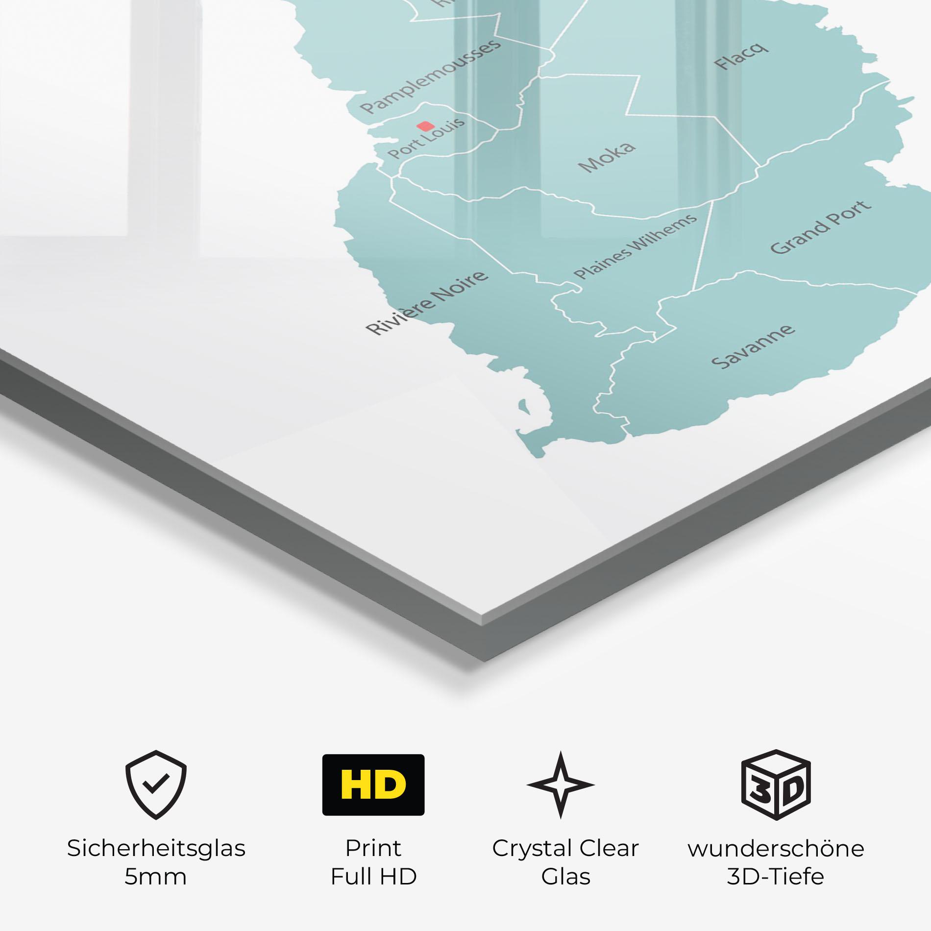 Glasbild Mauritius Map mockup 3