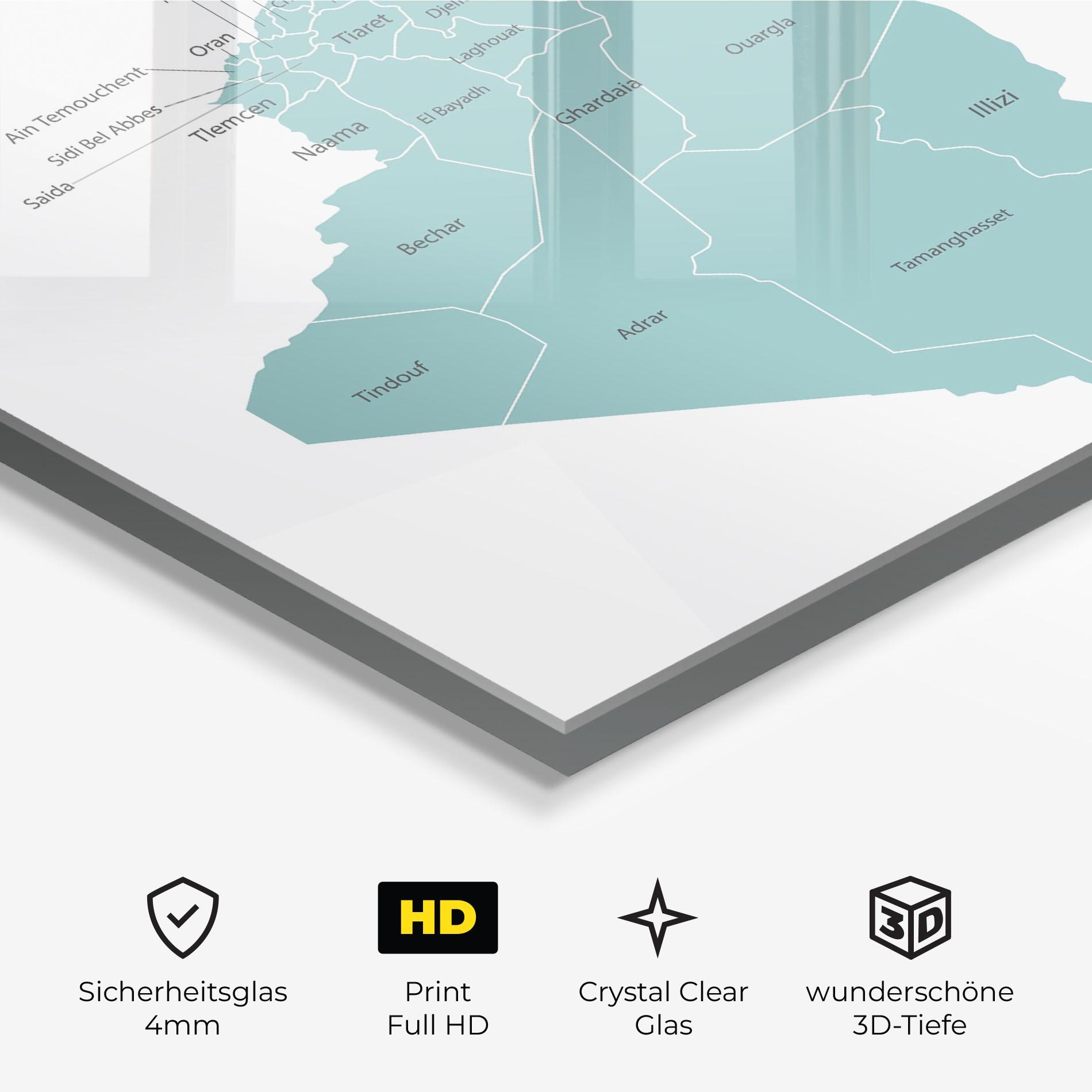 Glasbild Algeria Map mockup 3