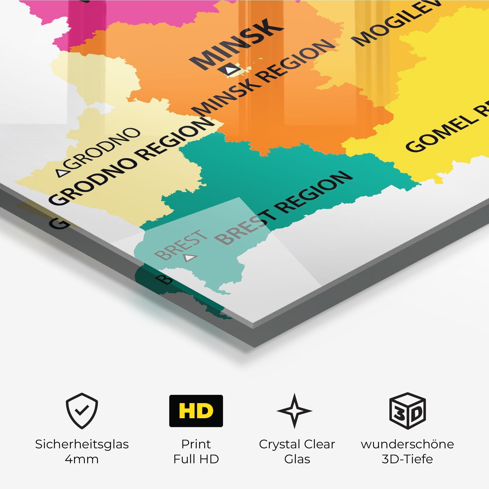 Glasbild Belarus Color Map mockup 3