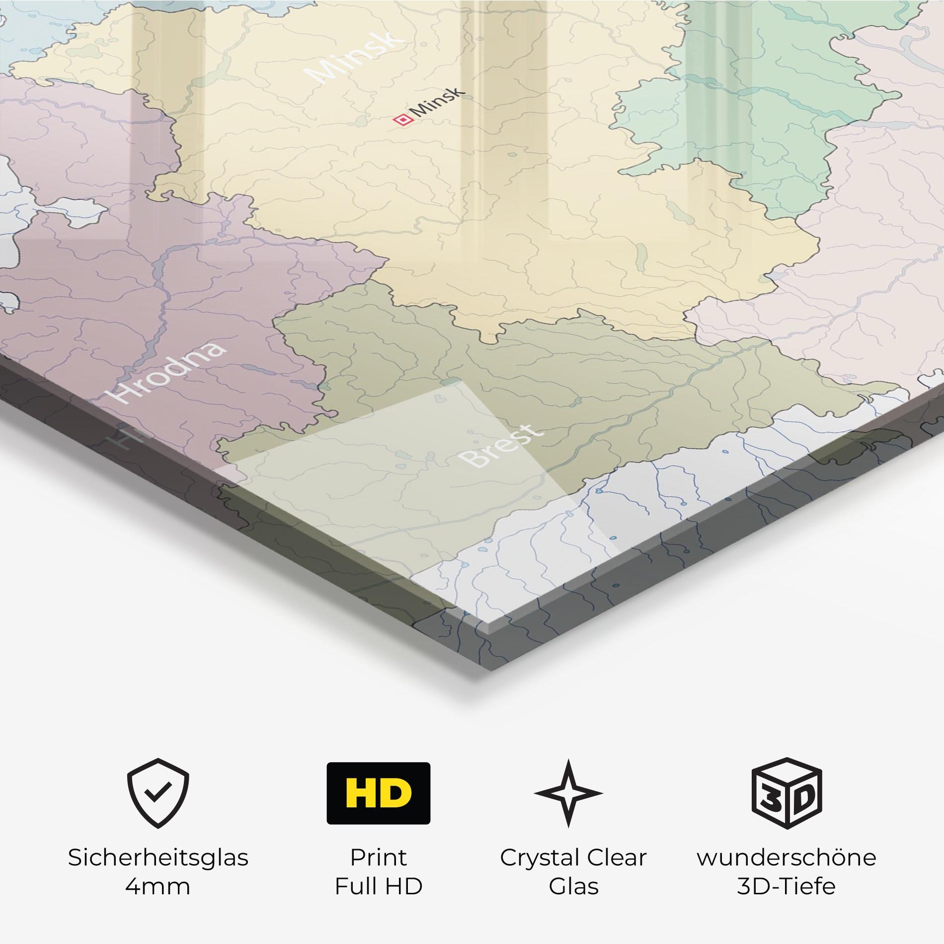 Glasbild Belarus Map mockup 3