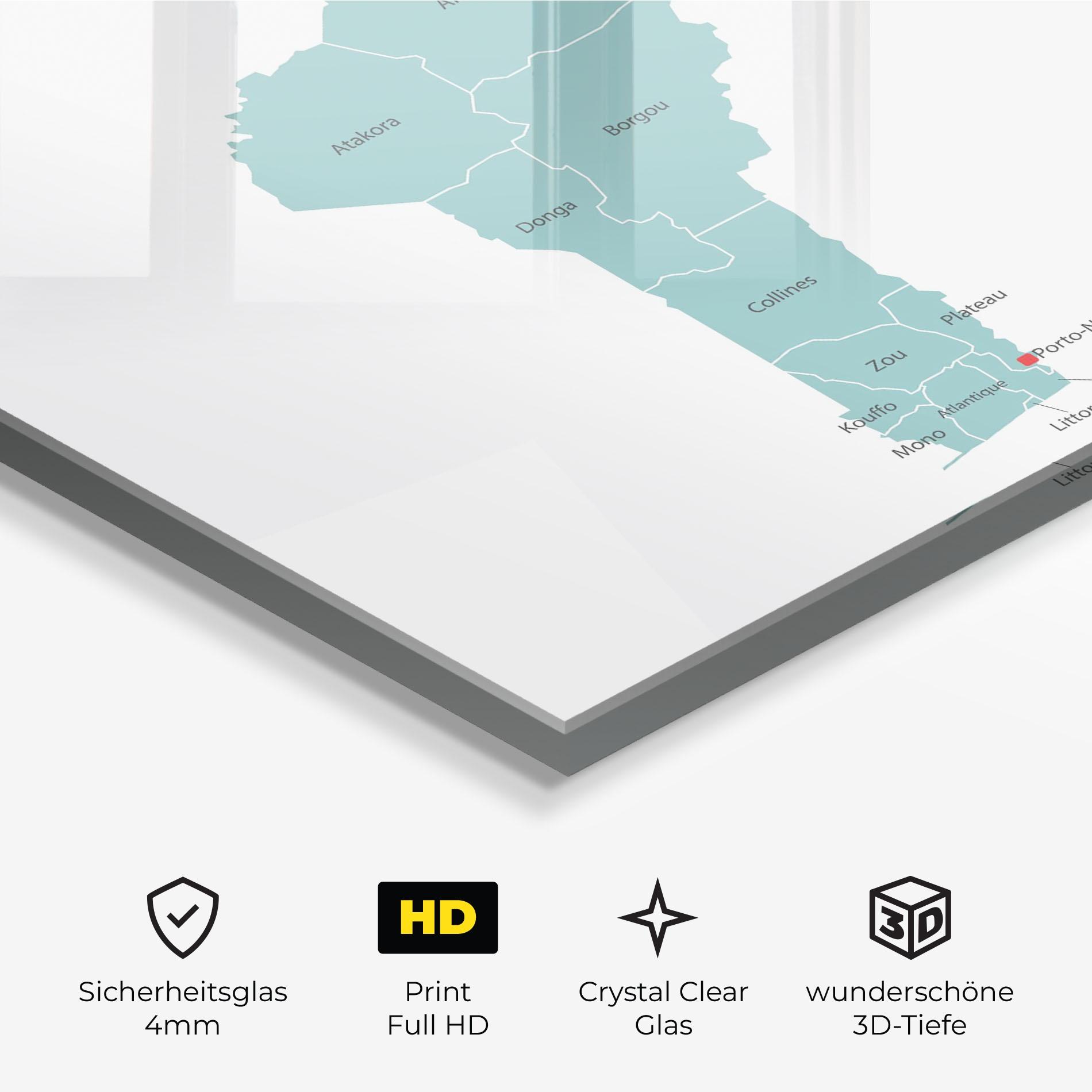 Glasbild Benin Map mockup 3